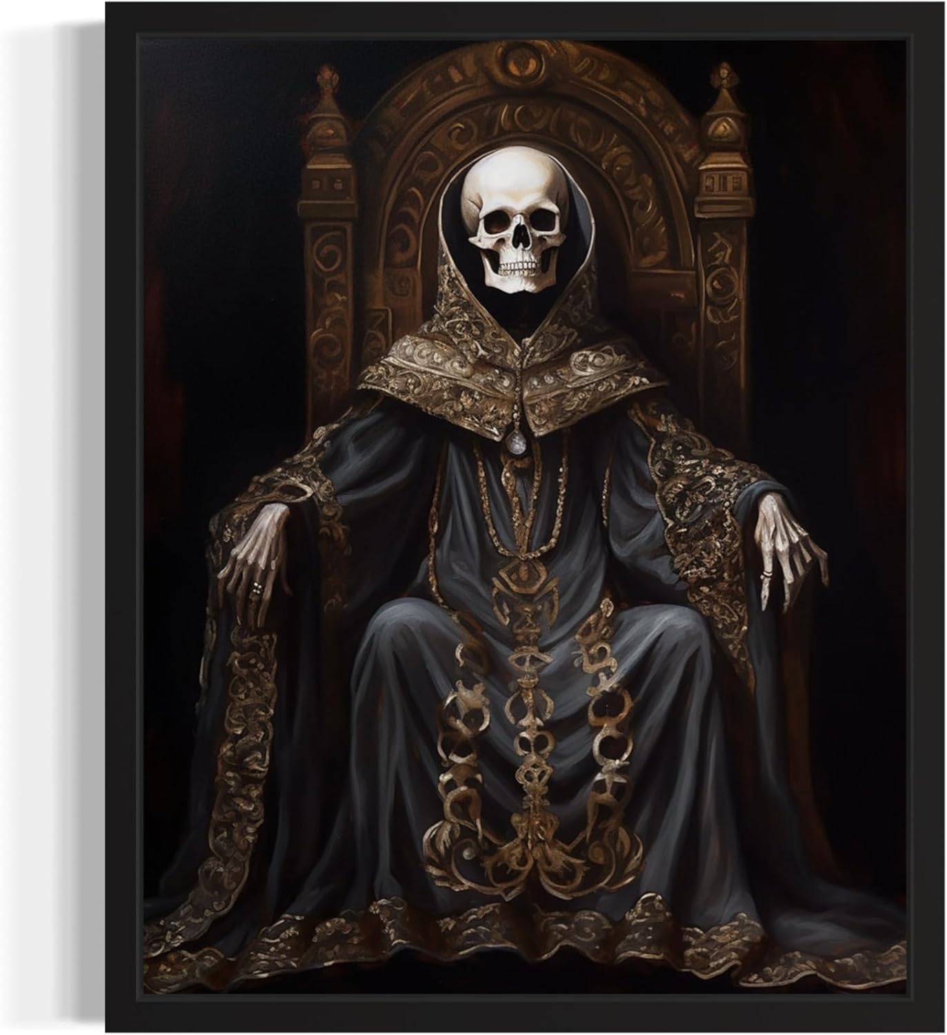 Skull King Poster Art Print, Halloween Scary Vintage Wall Art Academia Spooky Painting Decoration for Horror Prints, Gothic Posters Bedroom Decor 89 (Skull King 1, 11 x 14 inches, Unframed)