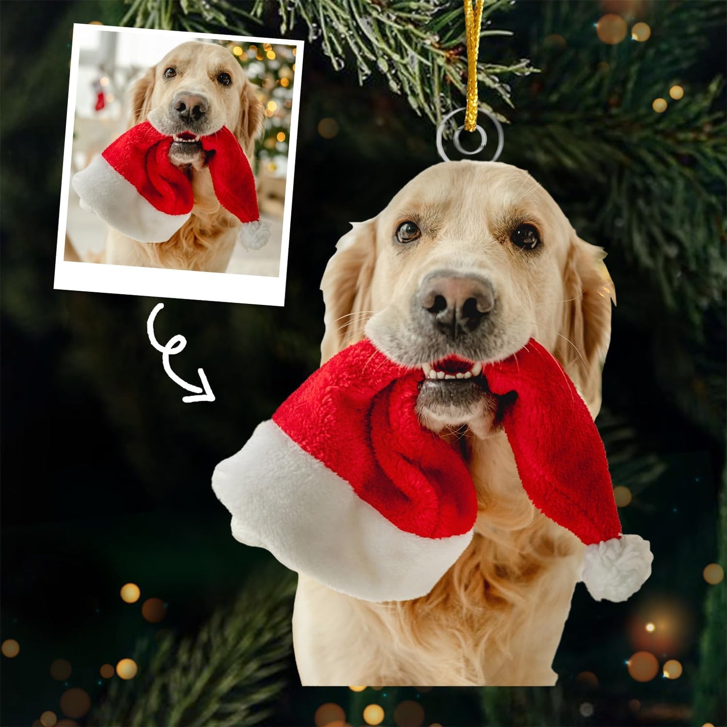 DOPTIKA Personalized Dog & Cat Photo Ornaments, Custom Photo Ornament Gifts for Pet Lovers, 2D Acrylic Christmas Ornaments for Christmas Tree 2025, Cute Pet Ornament