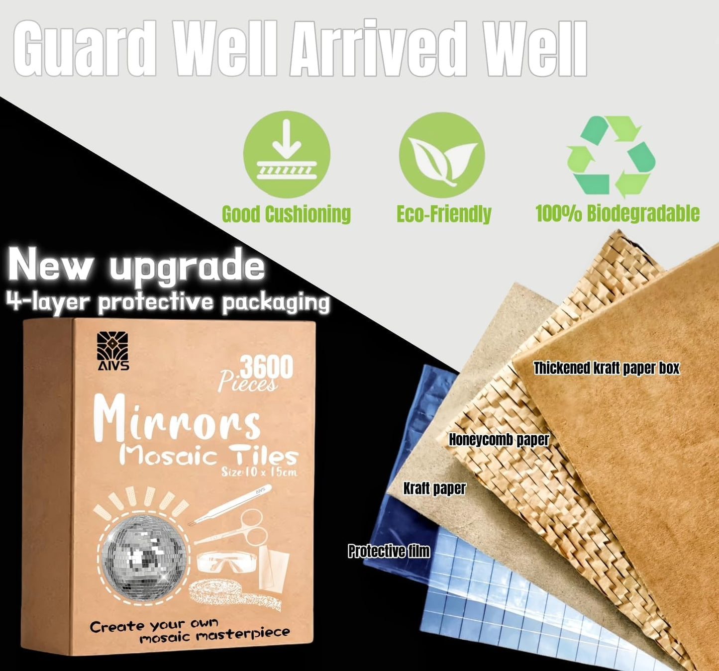 Self Adhesive Disco Mirror Tiles Kit-3600PCS 10x10 mm Glass Mosaic Mirror Tiles for Crafts - Disco Ball Decor,DIY Cowboy Hat,Mirror Frame Border and Art Collage,Unique DIY Gift