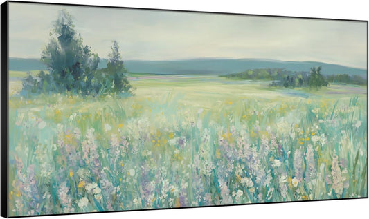 SIGNWIN 36"x60" Extra Large Framed Wall Art Wildflower Meadow Landscape Soft Pastel Nature Illustration for Home Living Room Bedroom Decor (Frame Assembly Required)