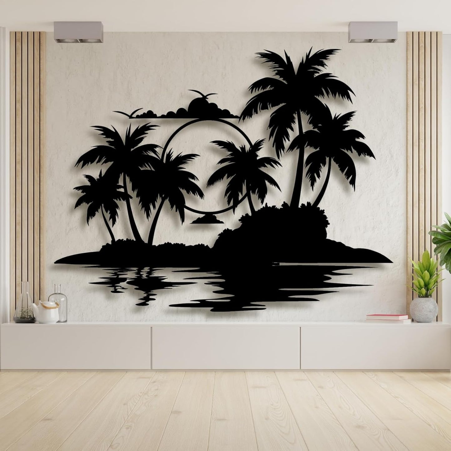 Palm Tree Metal Wall Decor,Palm Tree Metal Wall Art,Metal Palm Tree,Metal Palm Tree Wall Decor,Tropical Metal Wall Art,Beach Wall Decort,Metal Wall Decor (style 2,black,31 L" x 25 W" / 80 x 63 cm)