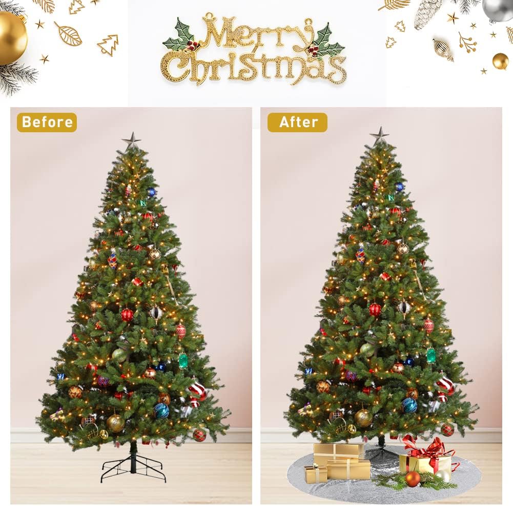 Eternal Beauty Christmas Tree Skirt, 36 Inch Silver Sequin Tree Skirt Small Xmas Tree Skirt for Christmas Tree Decorations