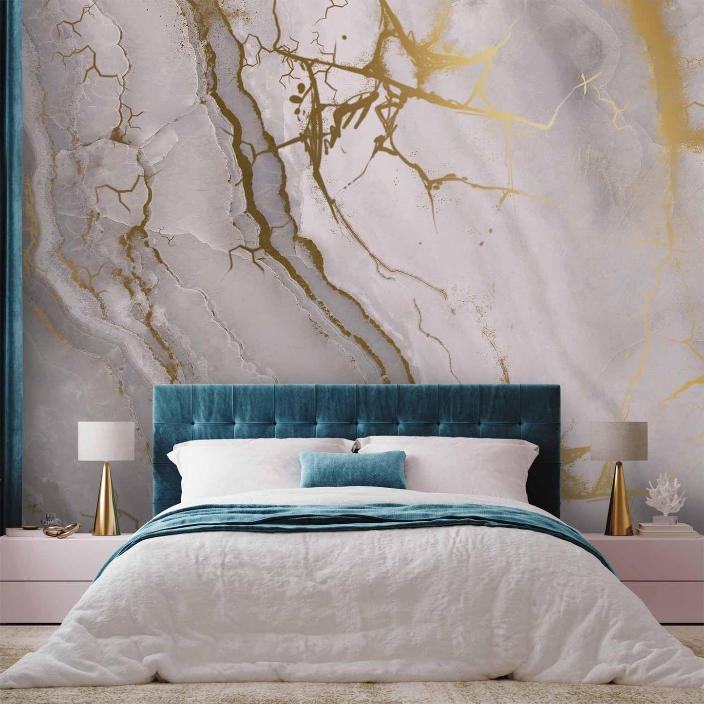 artgeist Premium Wall Mural Marble Stone 216x98 in - Non-Woven Photo Wallpaper Art Print Fleece Wall Mural Decoration Poster Picture Design White f-C-10015-a-a