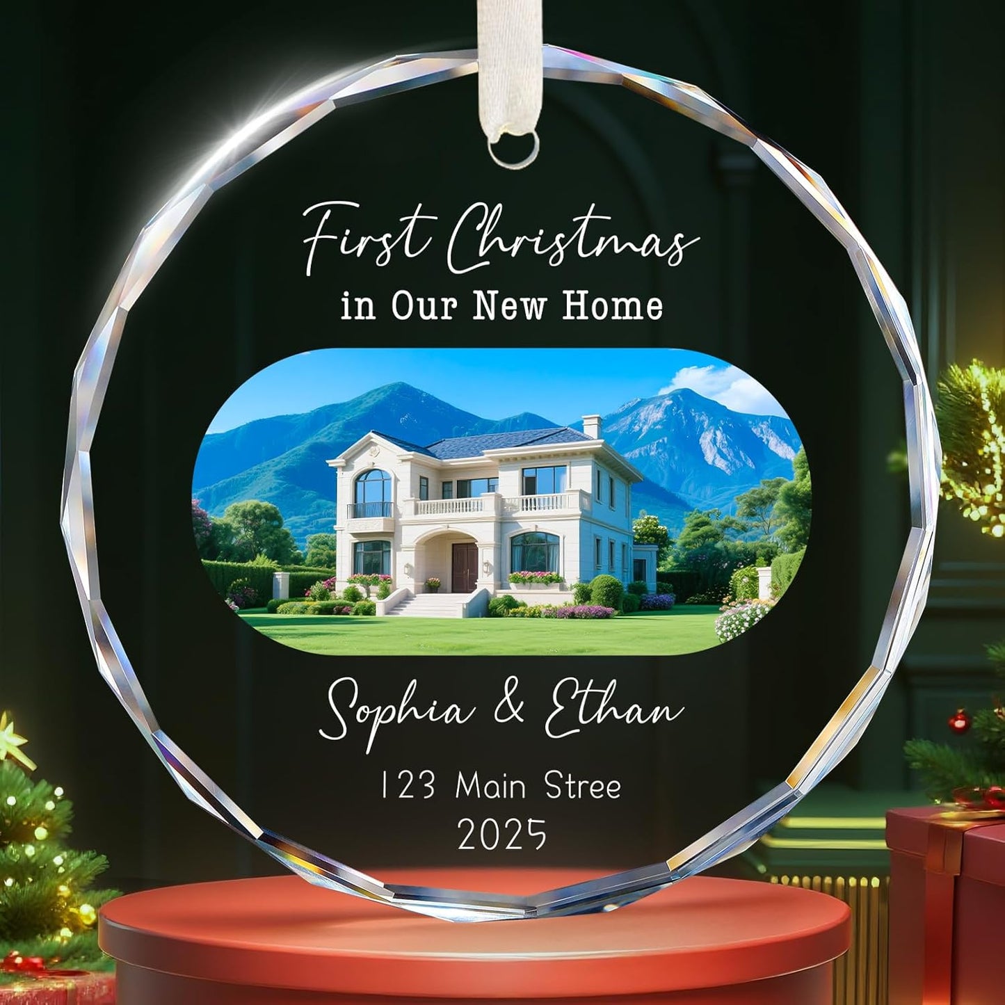 House Warming Gifts New Home Ornament Personalized First Home Christmas Ornaments 2025, New Home Gift Ideas, Housewarming Gift Ideas for Women, Custom Photo Christmas Crystal Ornament