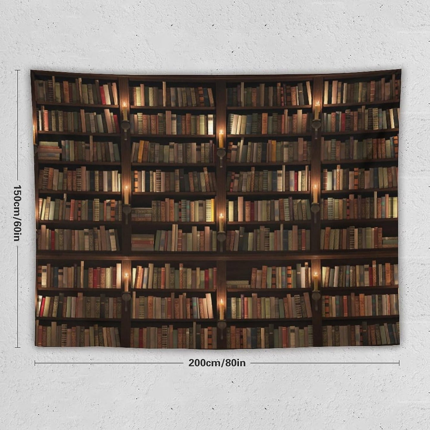 Kurtect Bookshelf Tapestry,Retro Library Bookcase Antique Mid Century Pattern Print Tapestries for Party Beach Picnic Blankets Tablecloths Living Room Wall Deocr, 60x80 in