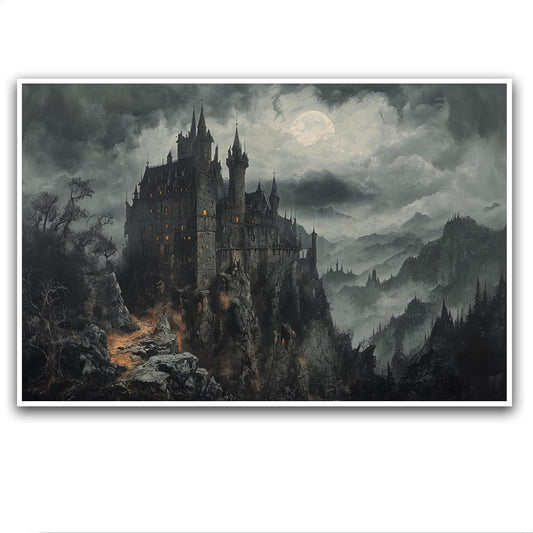 JFHCQJPK Vintage Castle Poster Dark Academy Victorian Gothic Castle Wall Art Poster Moody Mystical Art Print Suitable for Home Living Room Bedroom28x40in Frameless