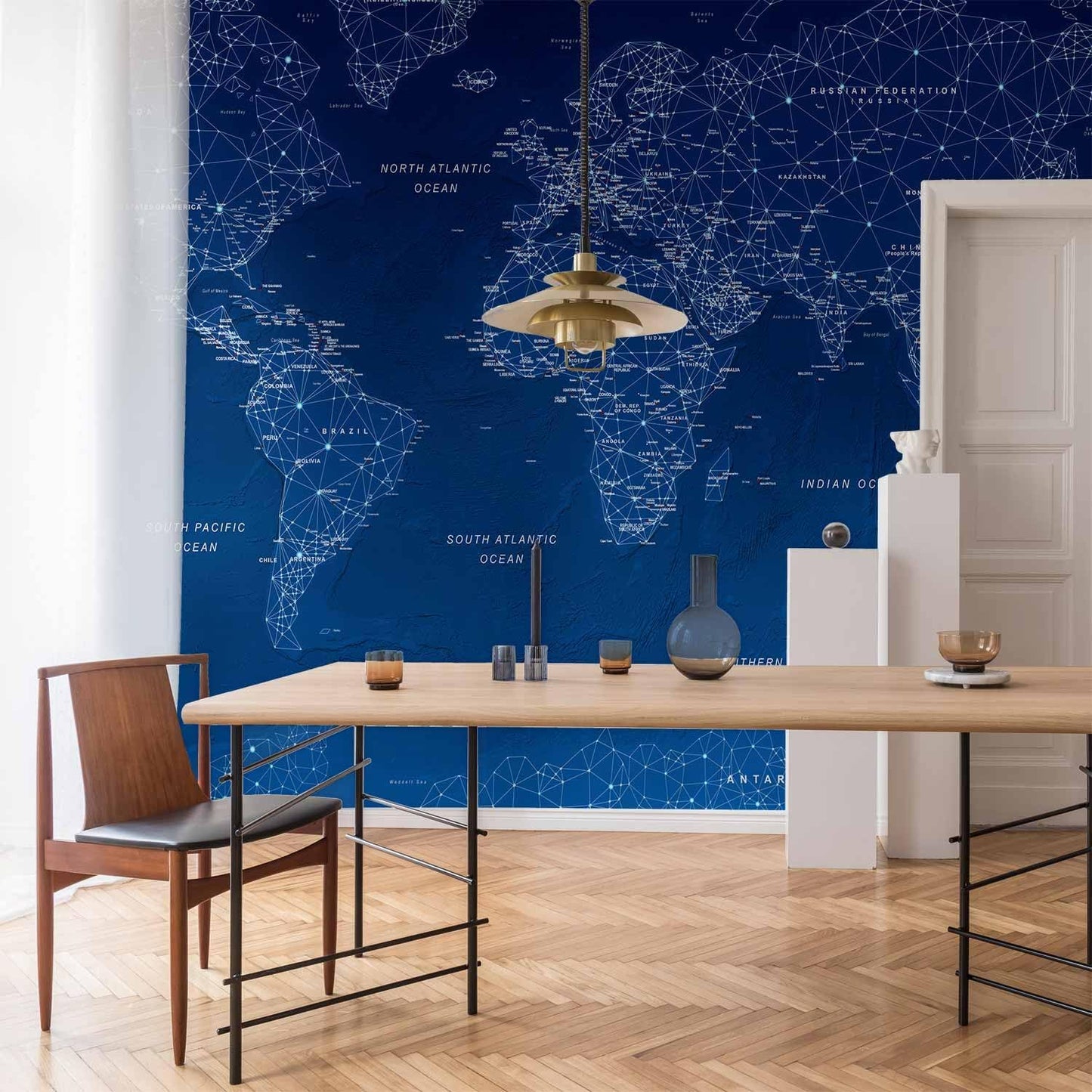 artgeist Wall Mural World Map 193x138 in - XXL Peel and Stick Self-Adhesive Wallpaper Removable Large Sticker Foil Wall Decor Print Picture Image Design Map of The World k-A-0125-a-a