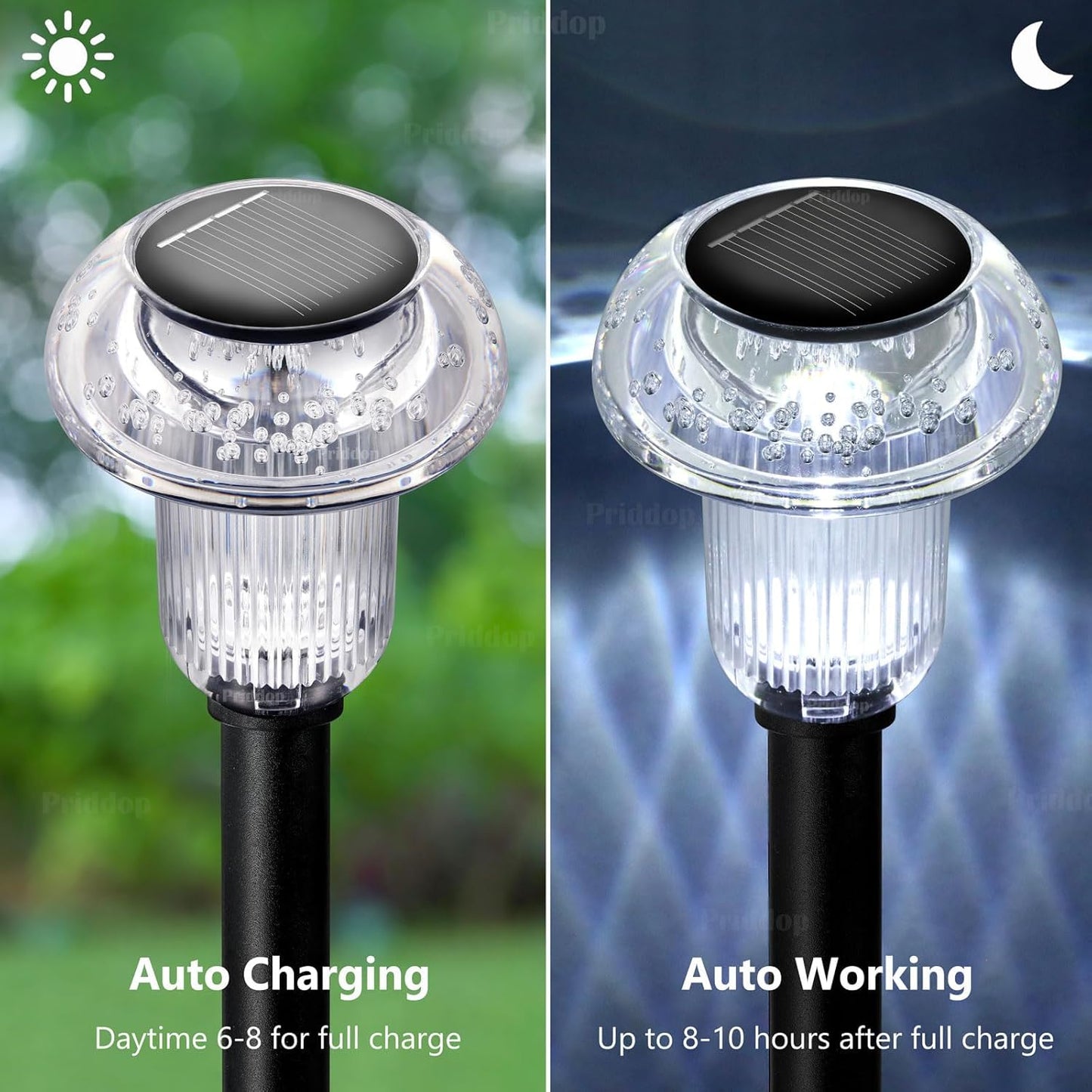 Solar Lights Outdoor 12 Pack Pathway Lights 6000K LED Waterproof Cold White Mushroom Shape for Garden Driveway Walkway Landscape Path Lawn Yard Decor