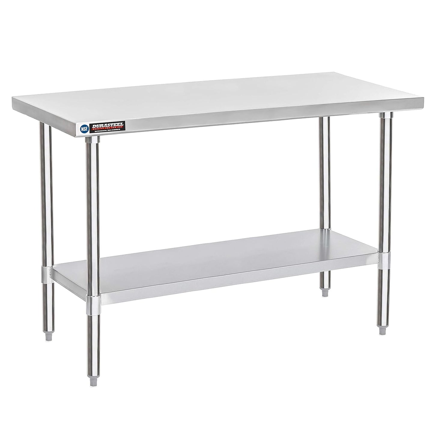 DuraSteel 30x60 Stainless Steel Work Table - NSF Commercial Prep Metal Table - Outdoor Pizza Oven Stand w/Under Shelf - Kitchen Island Laundry Utility Garage Microwave Stand Large Rolling Storage Cart