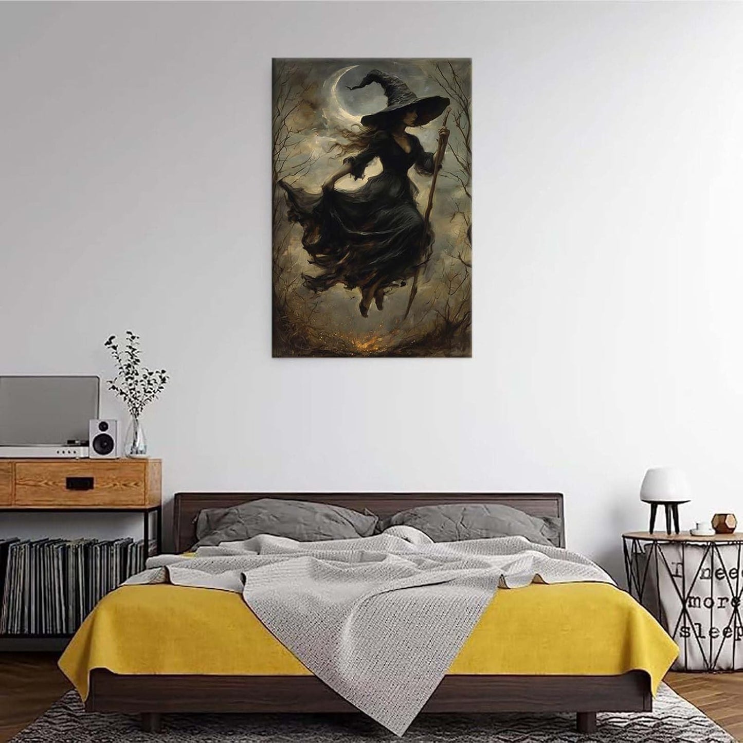 JFHCQJPK Witch in the Forest Halloween Print Wall Art Poster Witch Decor Vintage Print Dark College Wall Art Victorian Gothic Room Decor Canvas Wall Print28x40in Frameless