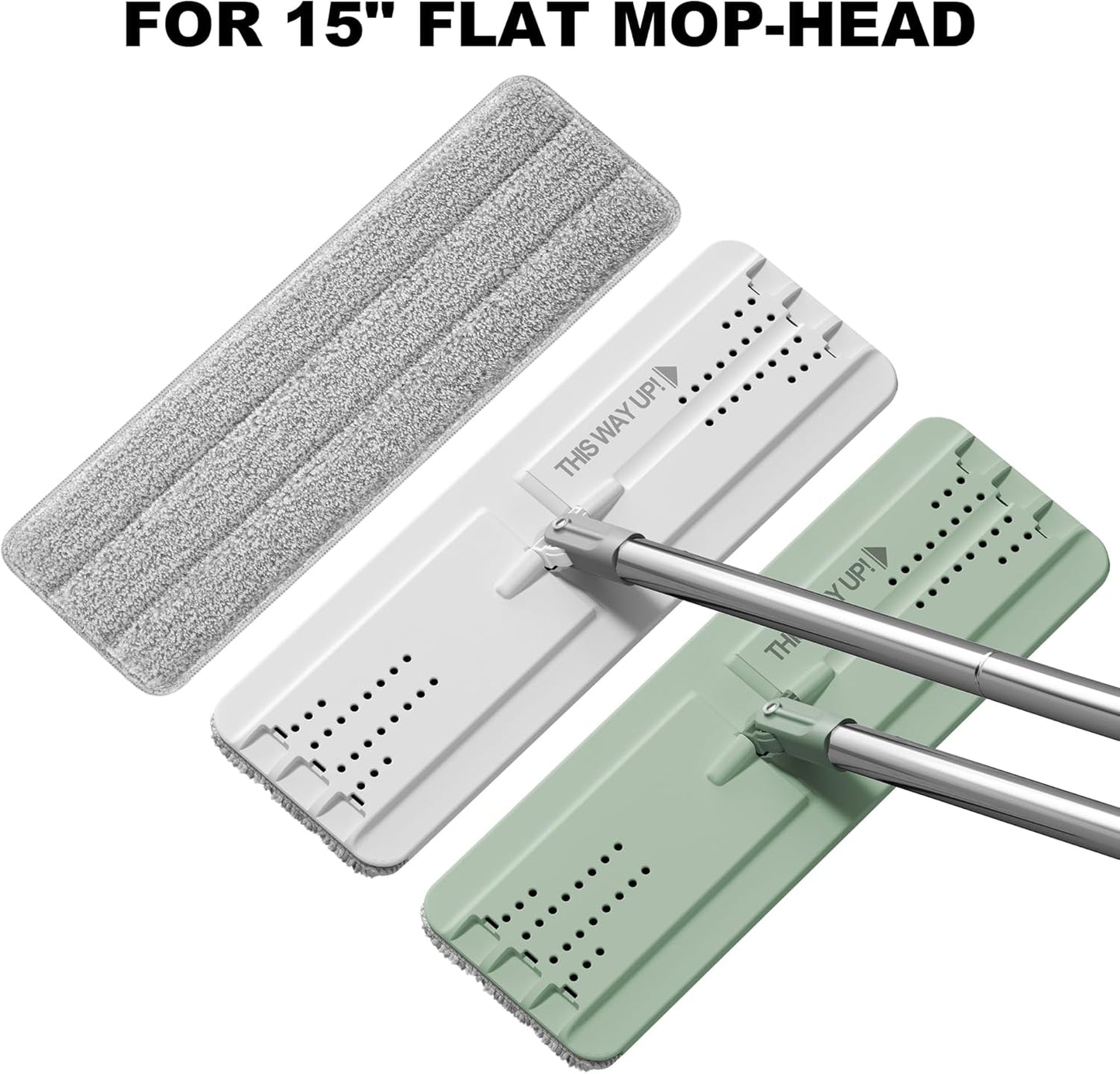 JOYMOOP Flat Mop Pad, Microfiber Mop Pad, Squeeze Mop Pads Replacement, 15" Refill 1 Pack - Grey