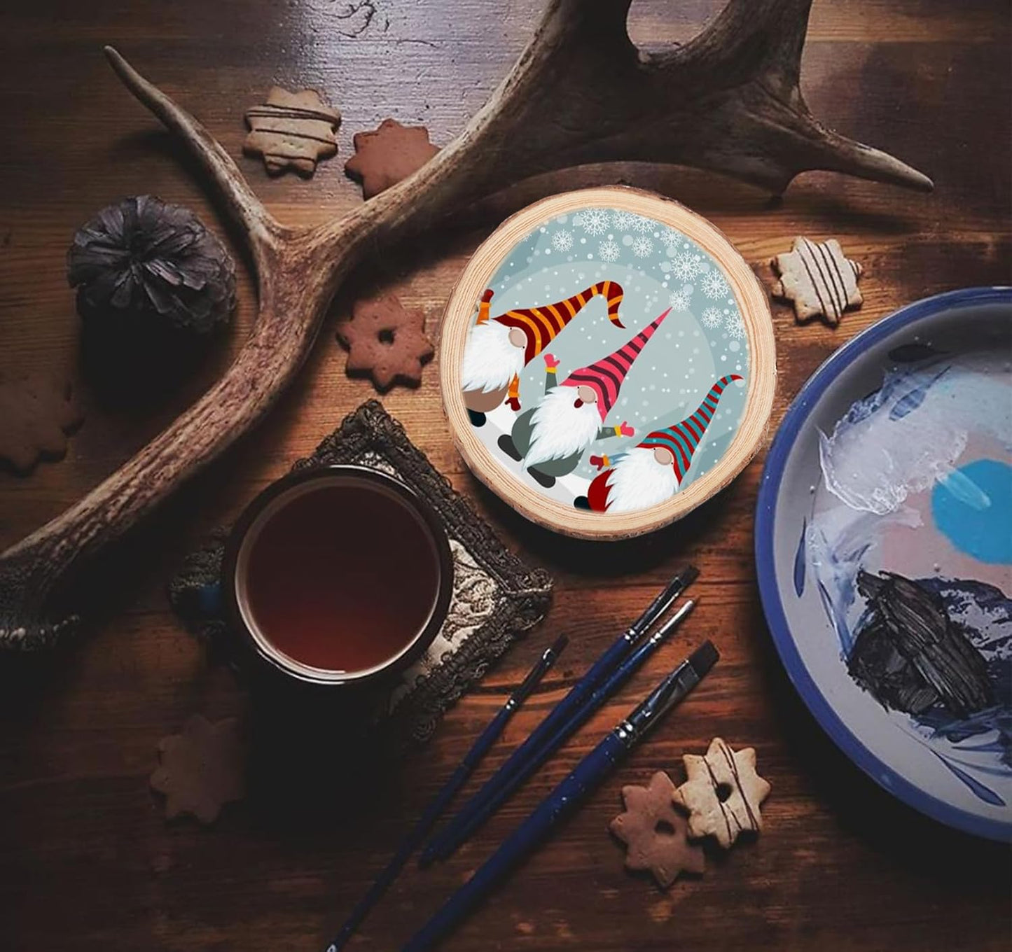 20 Pcs Wooden Discs for Crafts，3.9''-4.3'' Wood Circles for Crafts, Wood Slices for Painting DIY Christmas Ornaments Party Wall Home Wedding Decor