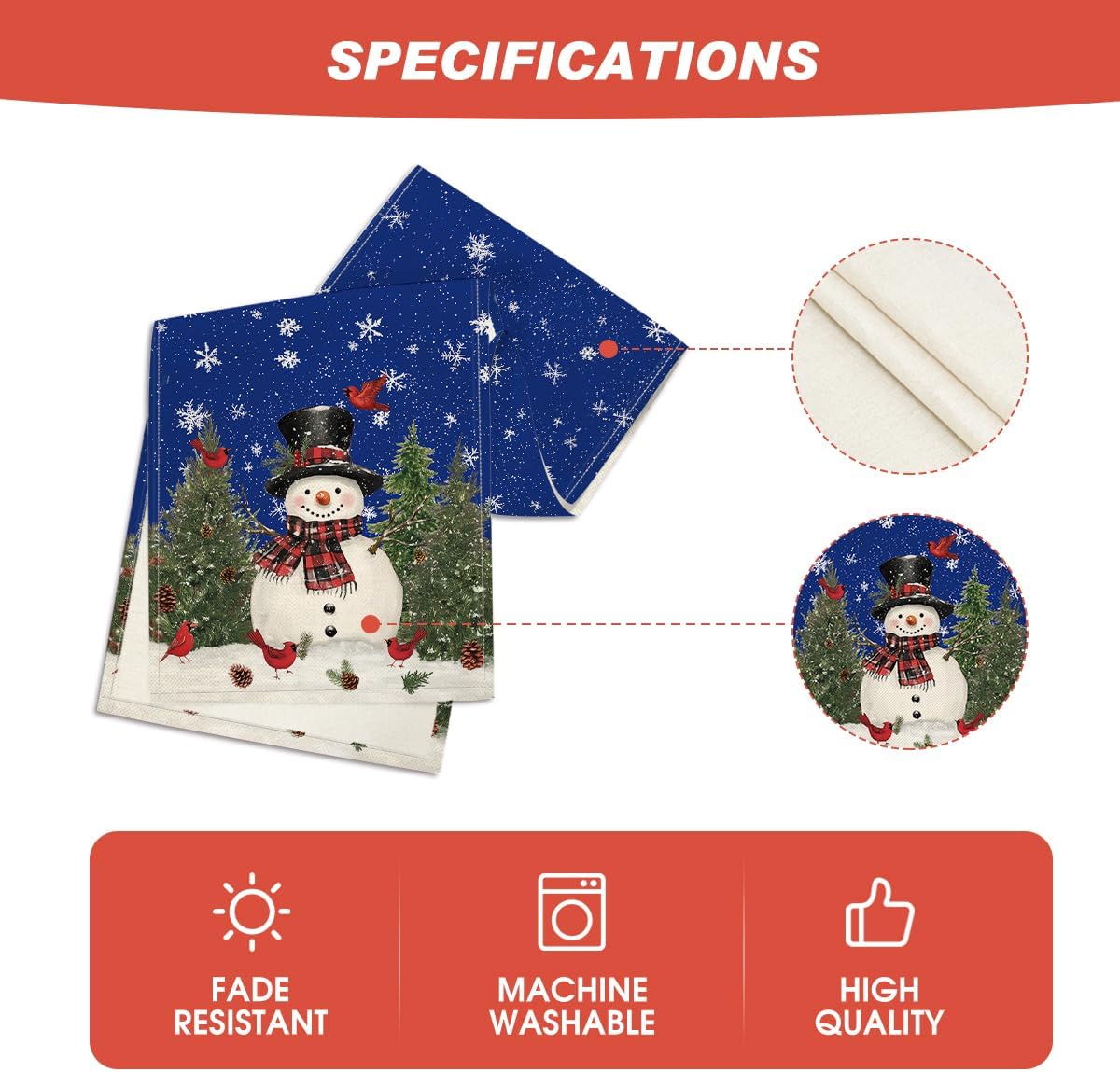 Artoid Mode Snowman Birds Trees Christmas Table Runner, Seasonal Blue Winter Holiday Kitchen Dining Table Decoration for Indoor Outdoor Home Party Decor 13 x 90 Inch