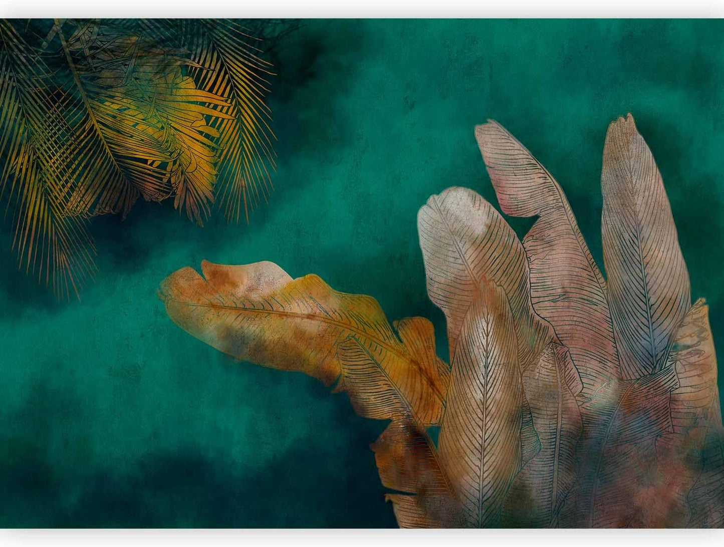 artgeist Wall Mural Jungle 79x55 in - XXL Non-Woven Wallpaper Fleece Wall Decor Photo Print Picture Image Design Leaves Green Yellow Nature b-A-0825-a-a