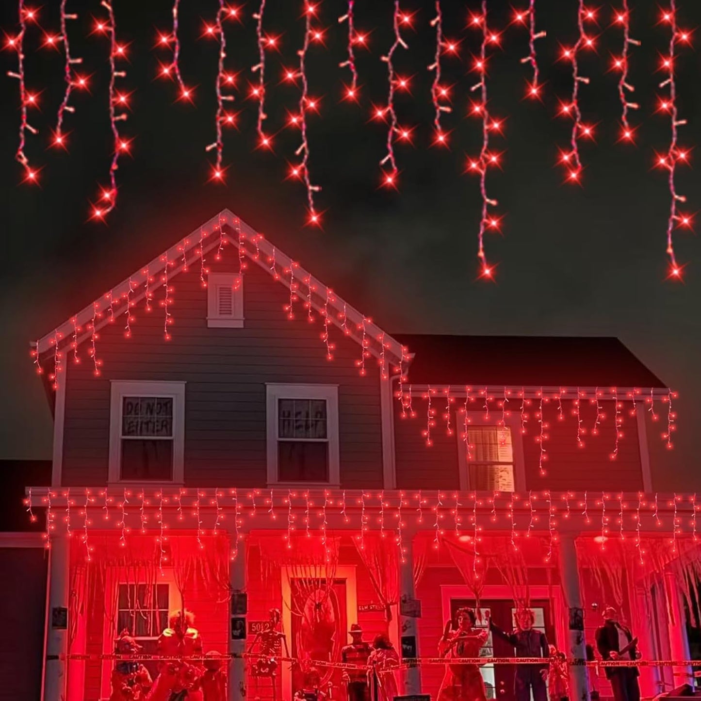 YEGUO Icicle Lights for Outside, 66ft 800LED Red Halloween Lights with 8 Modes, Connectable Icicle Halloween Lights Outdoor Waterproof
