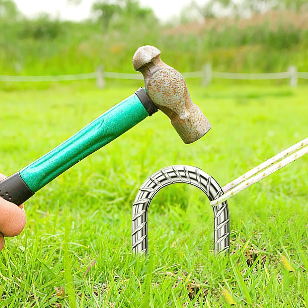Rebar-Stakes-12-Inch, Ground Stakes Heavy Duty U-Hook Galvanized Anti-Rust Ground Anchors for Camping Tent Trampoline Accessories Dog Fence Chicken Coop Deer Fence 10pcs