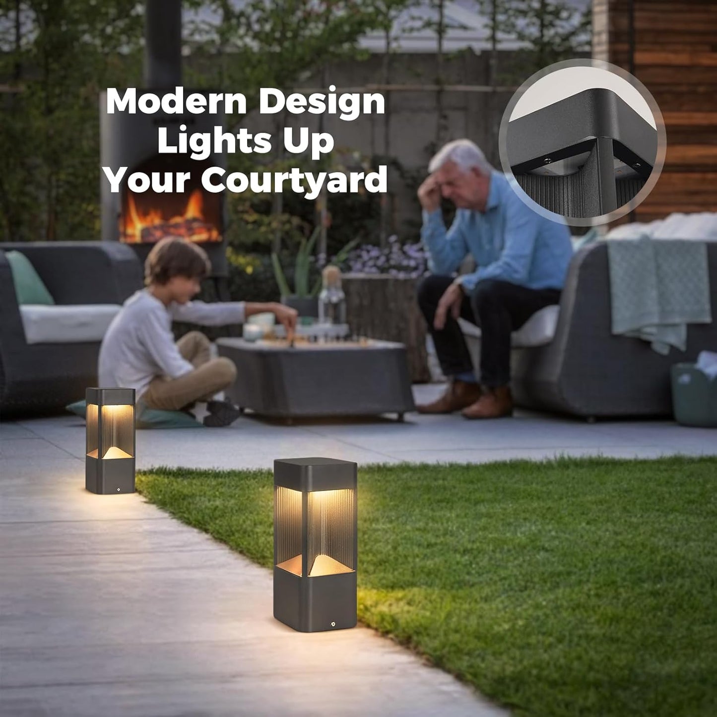 3000K Pathway Lights Black Landscape Path Light Outdoor Waterproof Garden Floor Lamp Modern Walkway Lights LED Warm Light Bollard Lighting Hardwired Aluminum Lawn Post Lights for Entrance Patio Porch