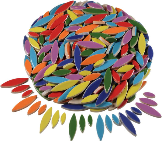 VerzTile Mosaic Tiles for Crafts - Petal Shaped Ceramic Tile Craft Hobbies & Art Projects 39 Color Options Endless Creativity DIY Design (Multi Color Mix (7))