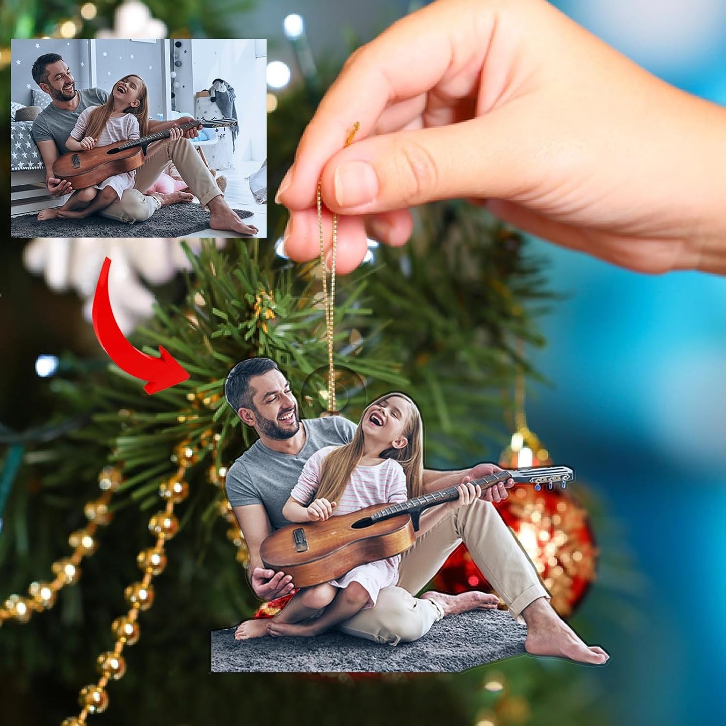 Personalized Christmas Ornaments,Acrylic Photo Ornament Using My Own Photos,Make Your Own Christmas Ornaments,Hanging Custom Xmas Tree Ornament,Customized Picture Pendant for Family