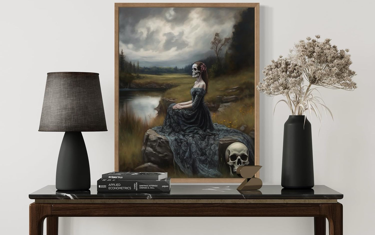 Widow Ghost Poster Art Print, Halloween Scary Vintage Wall Art Academia Spooky Painting Decoration for Horror Prints, Gothic Posters Bedroom Decor 89 (Widow Ghost, 11 x 14 inches, Wood Frame)