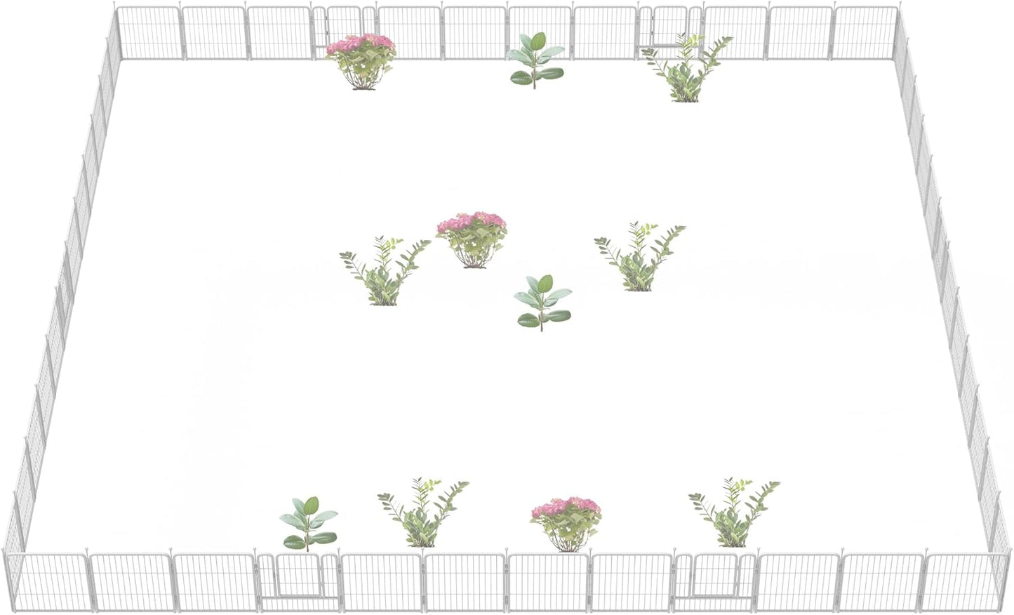 FXW Decorative Garden Fence for Yard, 32in(H) x 108ft(L) 48 Panels Heavy Duty No Dig Metal Fencing with Gate, Tall Animal Border Barrier for Dogs, White│Patented