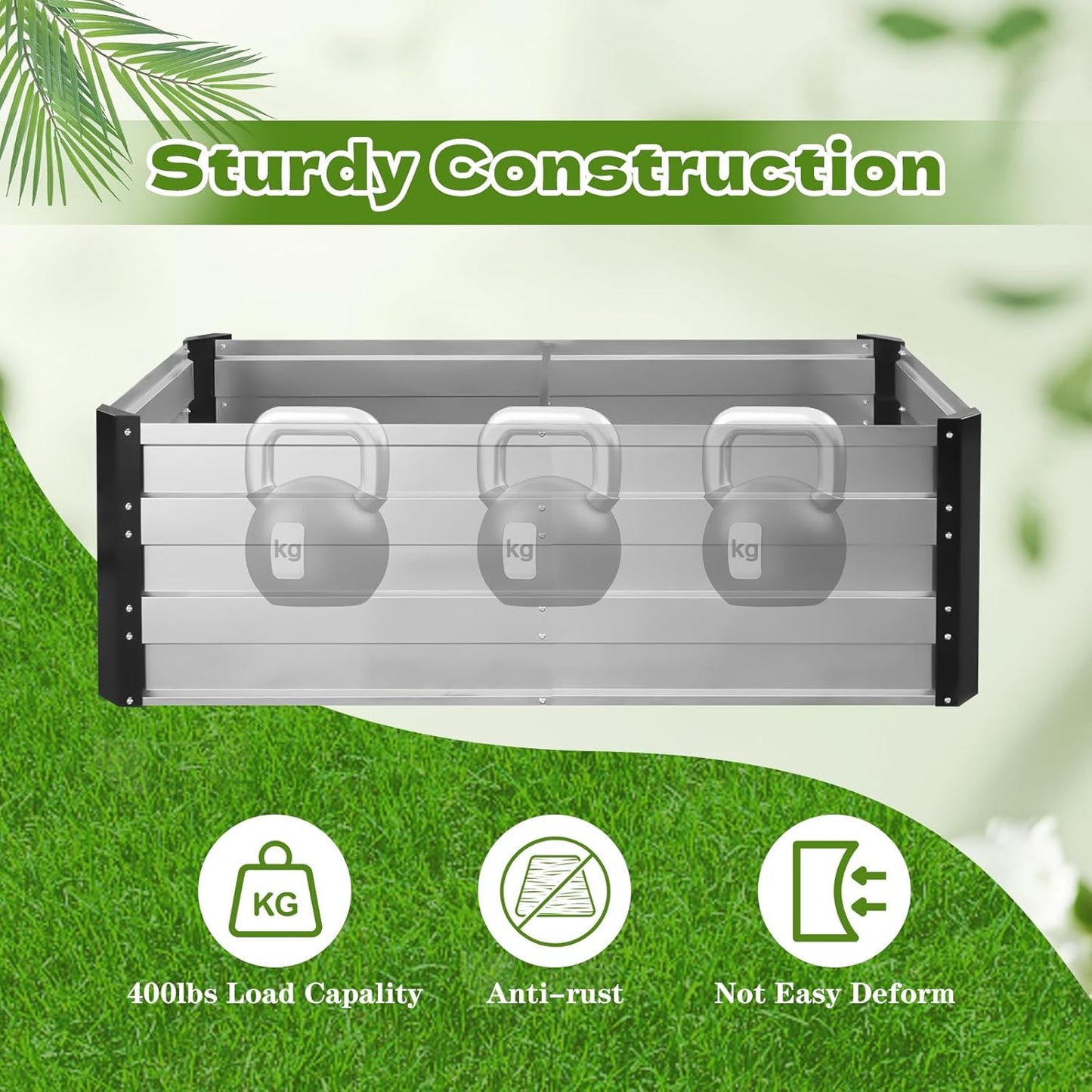 Galvanized Raised Garden Bed 6x3x2 Ft Outdoor Garden Planter Boxes Bottomless for Vegetables, Flowers, Herbs and Succulents Large Metal Raised Garden Bed (Sliver, 72''W×24''H×36''D)