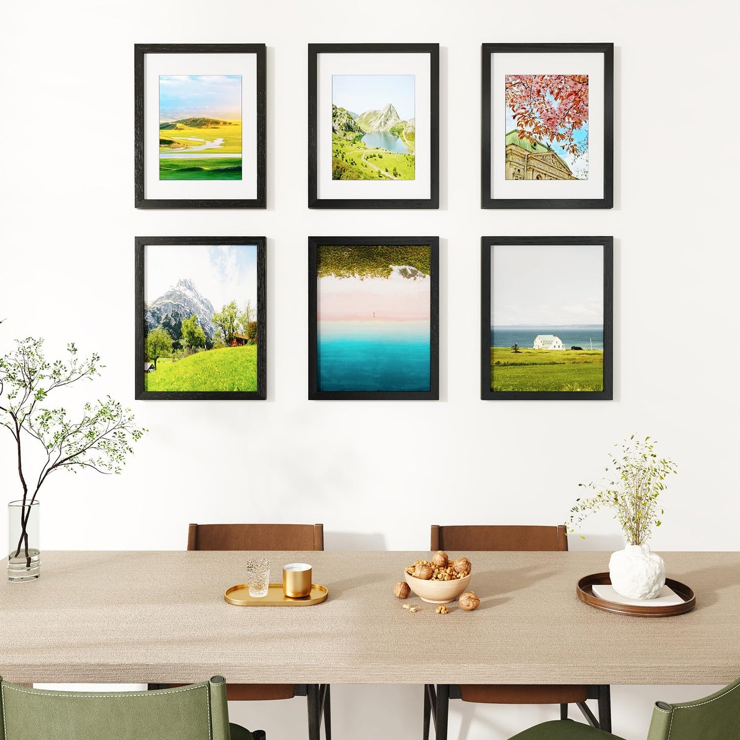 IBUYKE 11 x14 Picture Frame,Set of 3,Solid Oak Wood 11x14 Photo Frame with Mat to 8x10,11x14 Picture Frames With Tempered Glass,Wall Mount Display,Home Decor,Black Oak 14 x 11 Frame,UWPF1114B-3