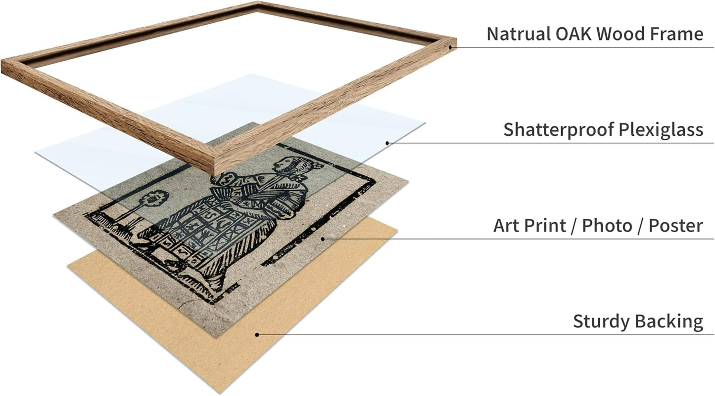 Poster Master Vintage Woodcut Poster - Retro Medieval Print - Gift for Gothic, Horror Fan - Witch Holding a Plant, Magic, Spell, Herbalist - Wall Decor for Bedroom, Dorm, 8x10 Beige Framed