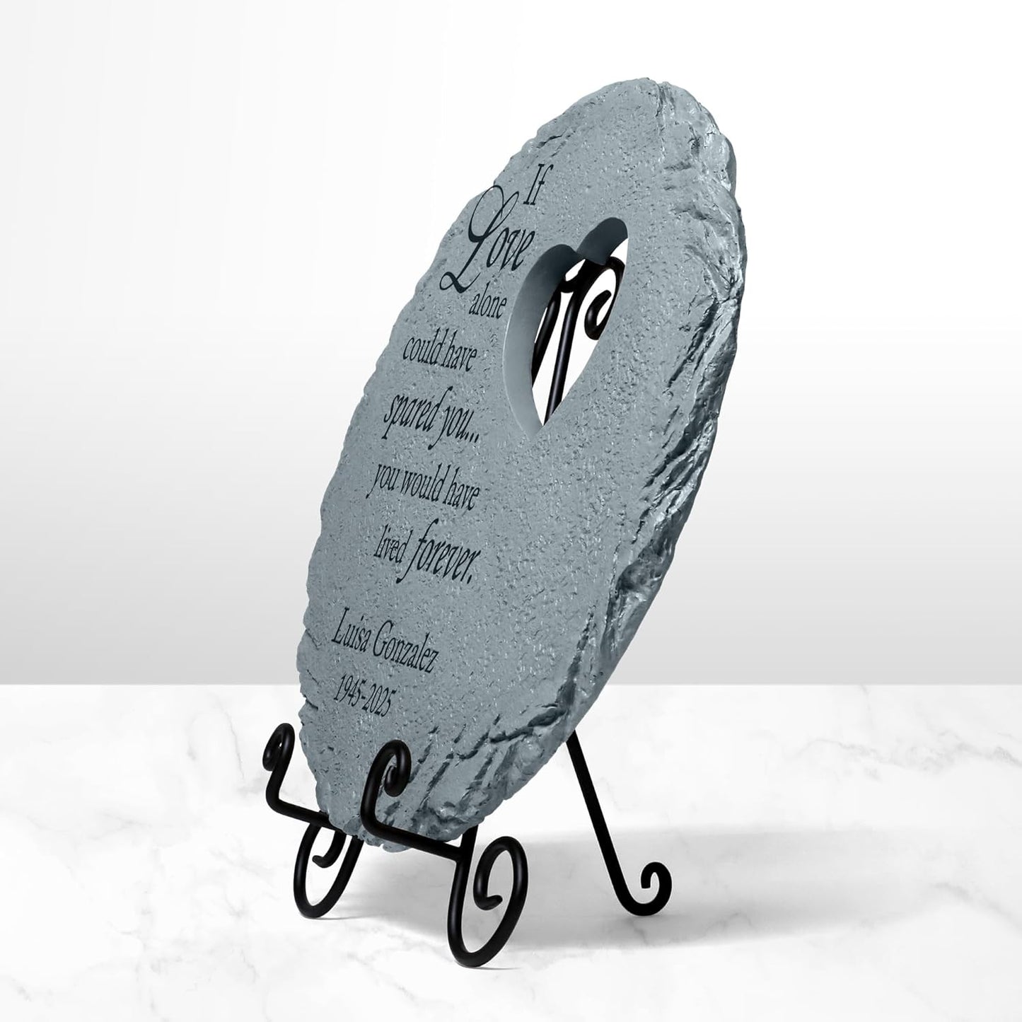 Let's Make Memories Personalized Memorial Stone - Sympathy Garden Marker - Durable, Weather-Resistant Cast Resin - Engraved with Your Loved One's Name - Personalized Condolences - 12" Diameter