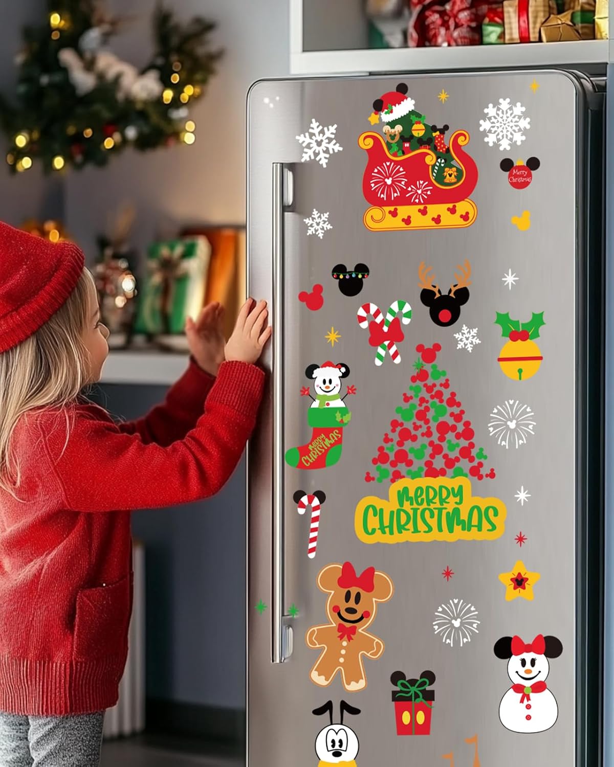 Christmas Window Clings Decorations - Cute Funny Double-Sided Static Stickers for Glass Windows and Doors, Perfect Decorations, with Castle Pattern, Reusable 9 Sheets