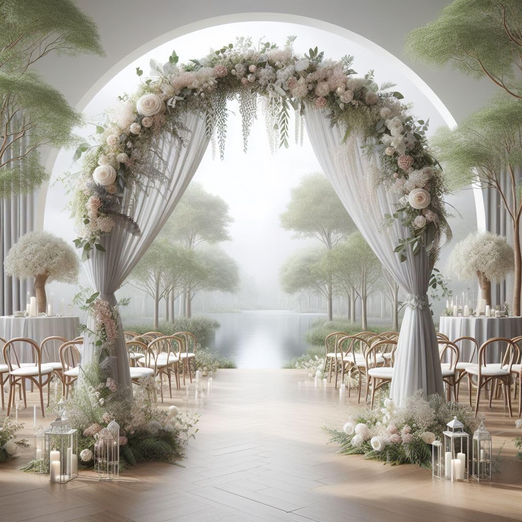 Adorox 8’ Classic Decorative Metal Garden Arch Arbor for Wedding, Bridal Party, Various Events, Garden Archway or Focal Point with/Without Climbing Plants Vines Flowers or Festival Lights Decorations