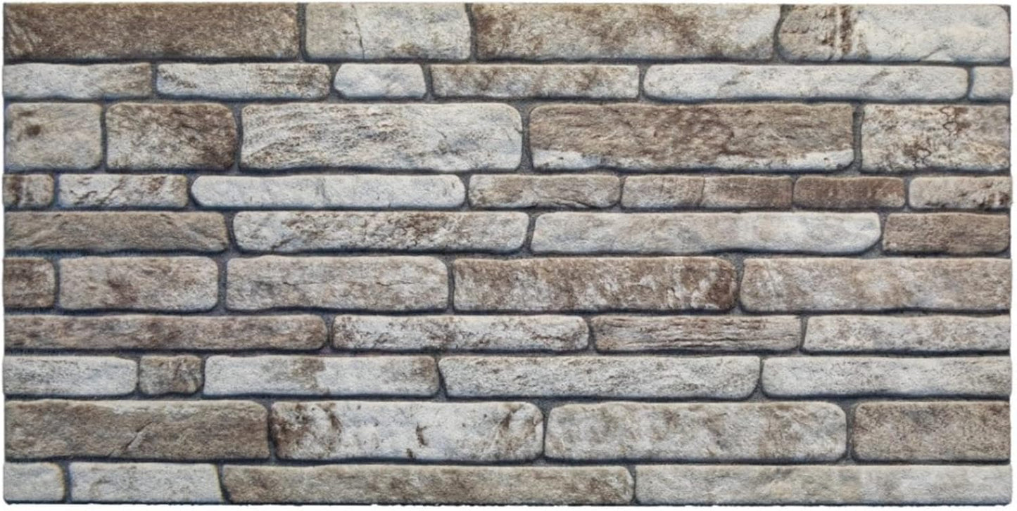 Dundee Deco 3D Wall Panels Faux Brick - Cladding, Light Brown Grey Stone Look Wall Paneling, Styrofoam Facing for Living Room, Kitchen, Bathroom, Balcony, Bedroom, Set of 10, Covers 53 sq ft