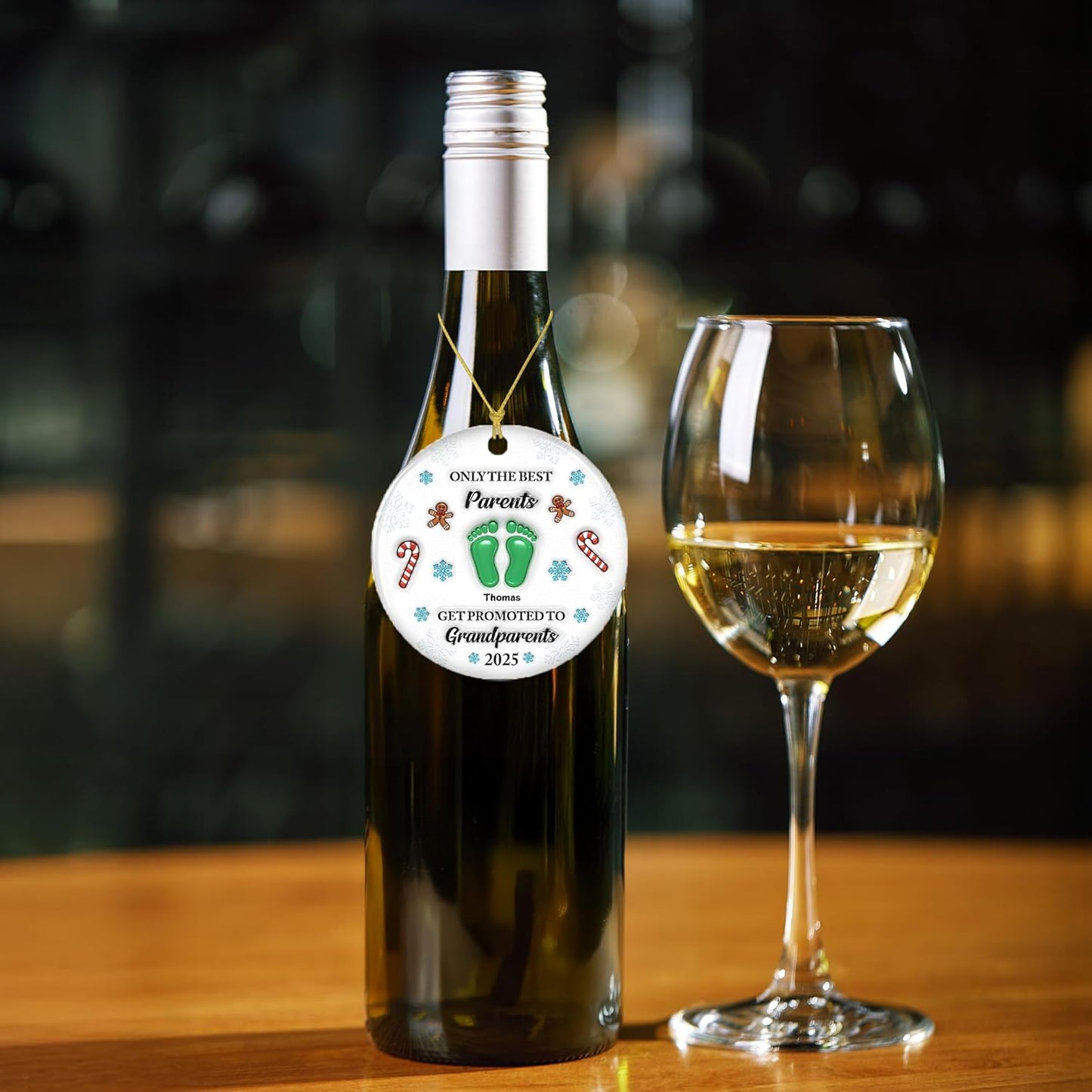 Personalized Gift for Fathers - Congratulations On Your New Grandkid 3D Ceramic Ornament, Perfect Pregnancy Surprise to Celebrate Grandparenthood