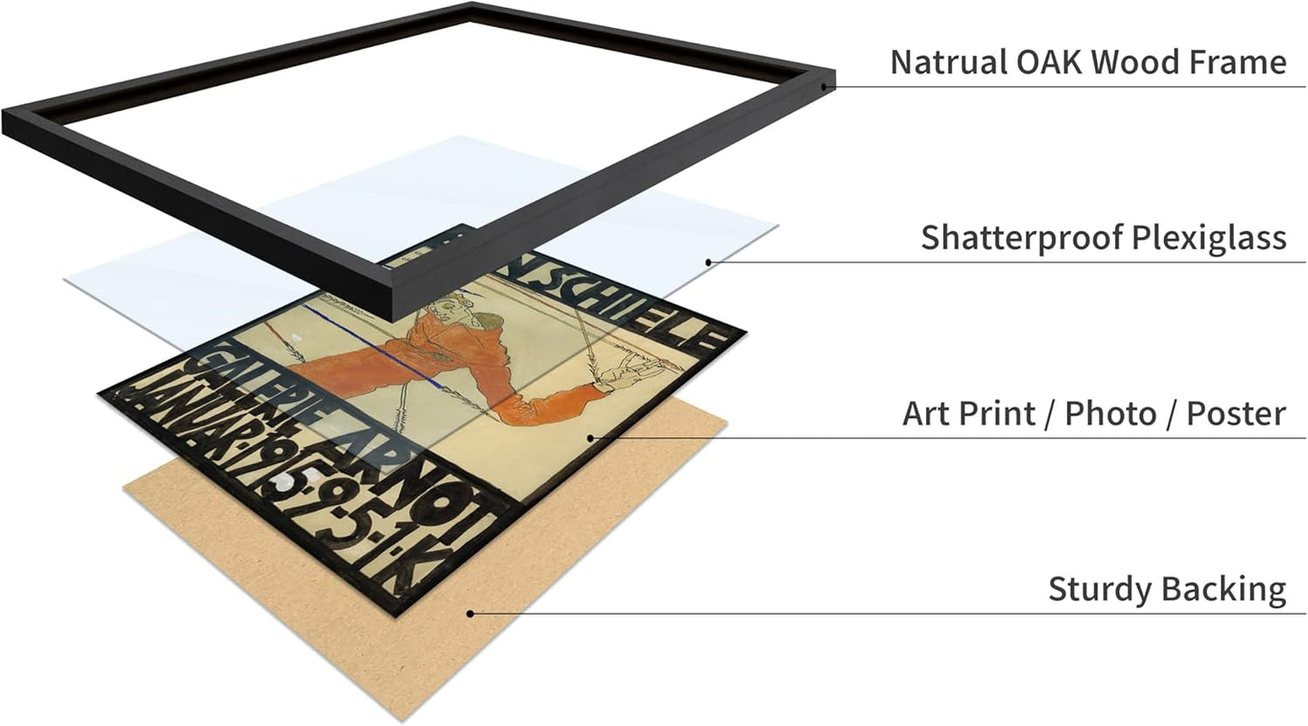 Poster Master Vintage Painting Poster - Retro Expressionism Print - Self Portrait as the Martyred St Sebastian - Gift for Artist, Friend - Wall Decor for Home, Office, 11x14 Black Framed