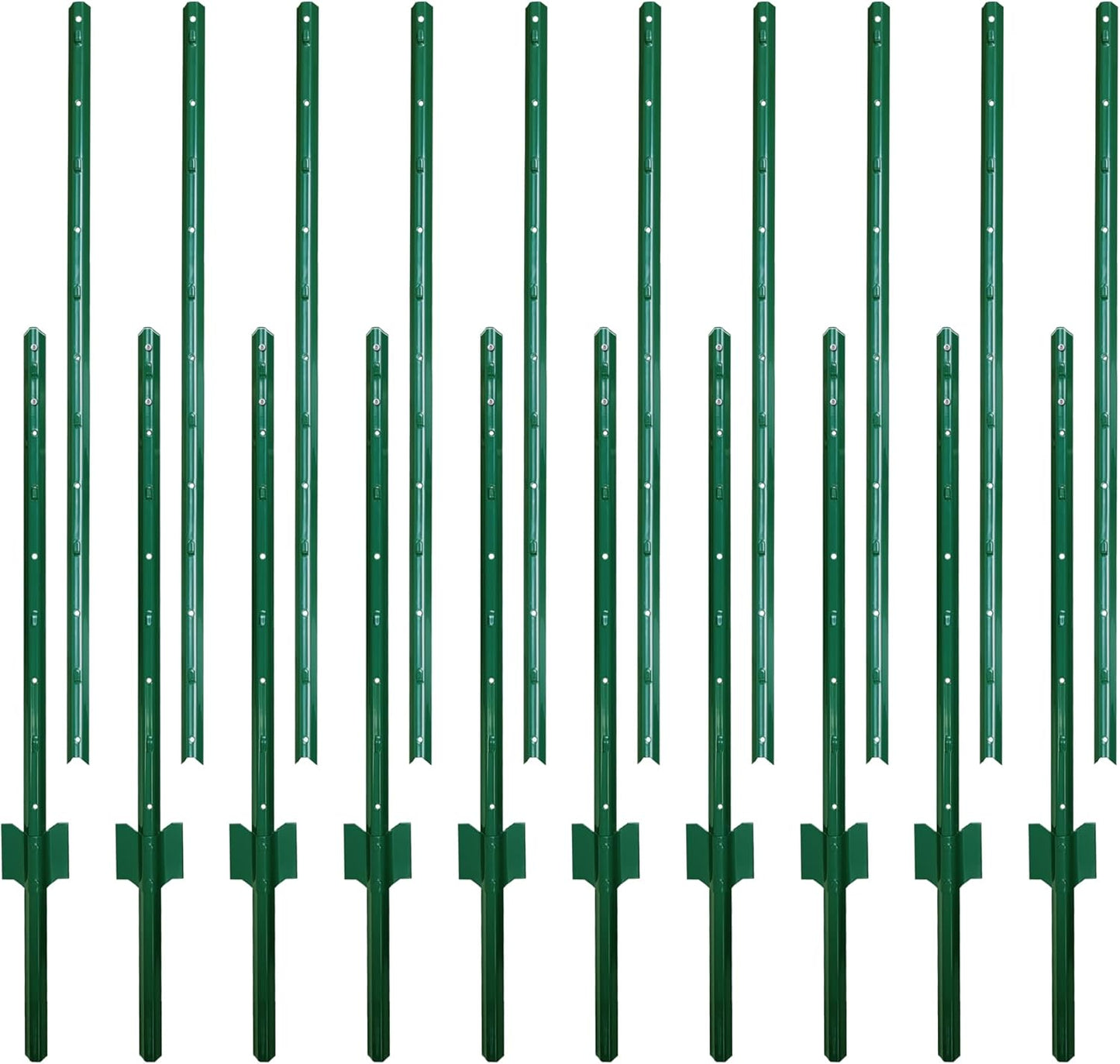 ARIFARO Sturdy Duty Metal Fence Posts 6 Feet assemblable,Pack of 10,No Digging Garden U Post for Wire Fencing Steel Poles for Yard, Outdoor