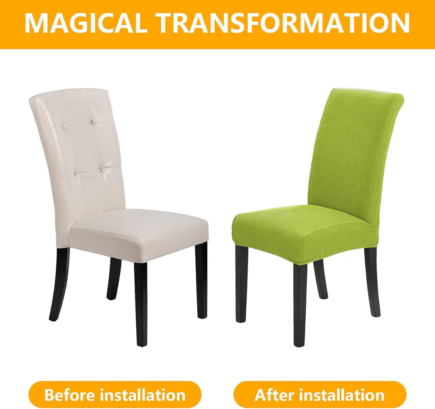 Howhic Stretch Chair Covers for Dining Room Set of 8, Removable Washable Dining Room Chair Covers, Dining Chair Slipcovers Seat Protector, Great Decor for Home and Banquet (Apple Green, 8 Pack)