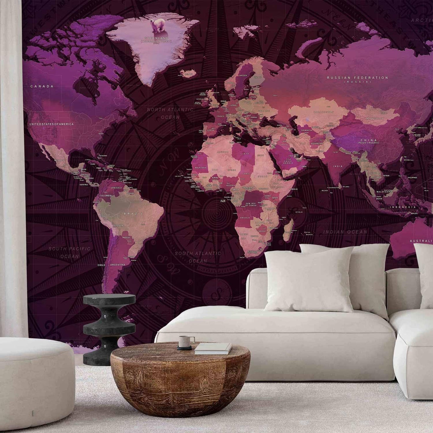 artgeist Wall Mural World Map 98x69 in - XXL Non-Woven Wallpaper Fleece Wall Decor Photo Print Picture Image Design Home Map of The World k-A-0273-a-a
