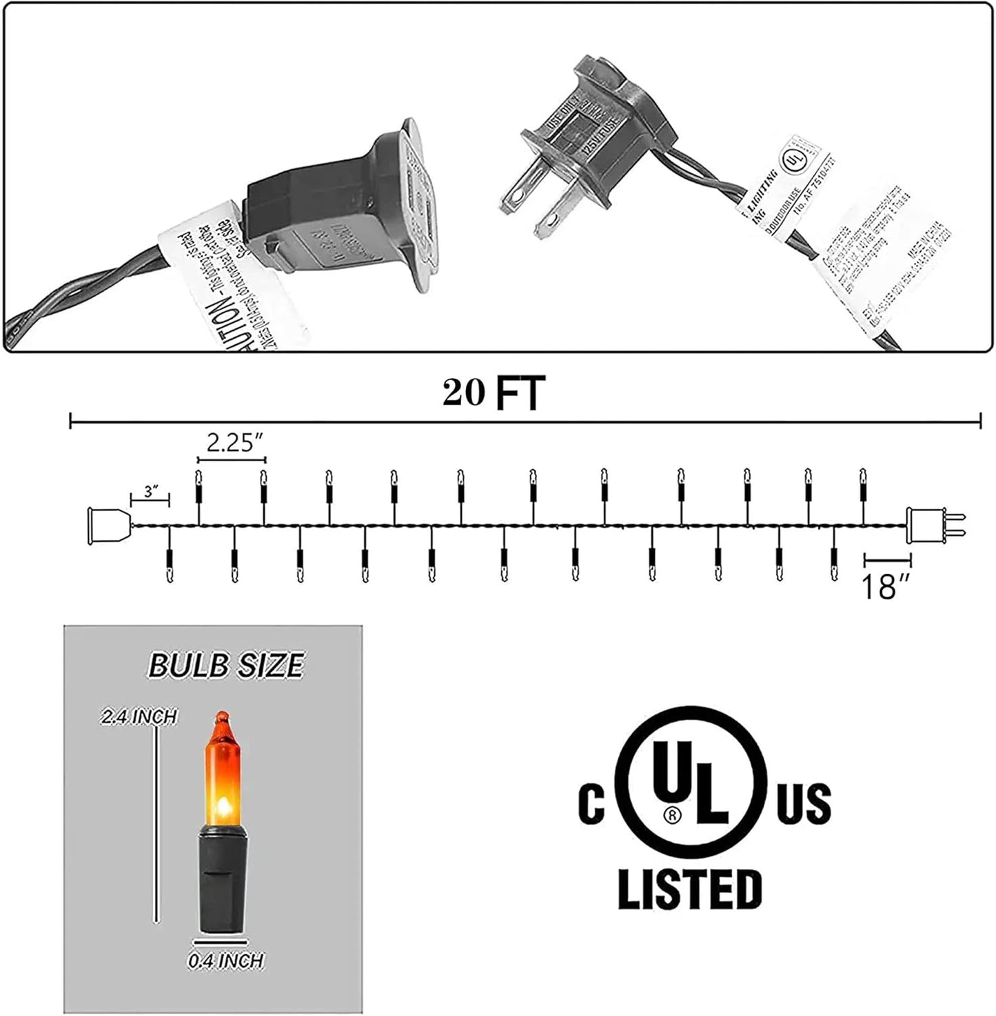 TW SHINE Orange Halloween Lights, 20FT 100 Count Incandescent Mini String Lights, Waterproof Halloween Decorations for Outdoor Indoor Patio Home Party Garden Yard Decor