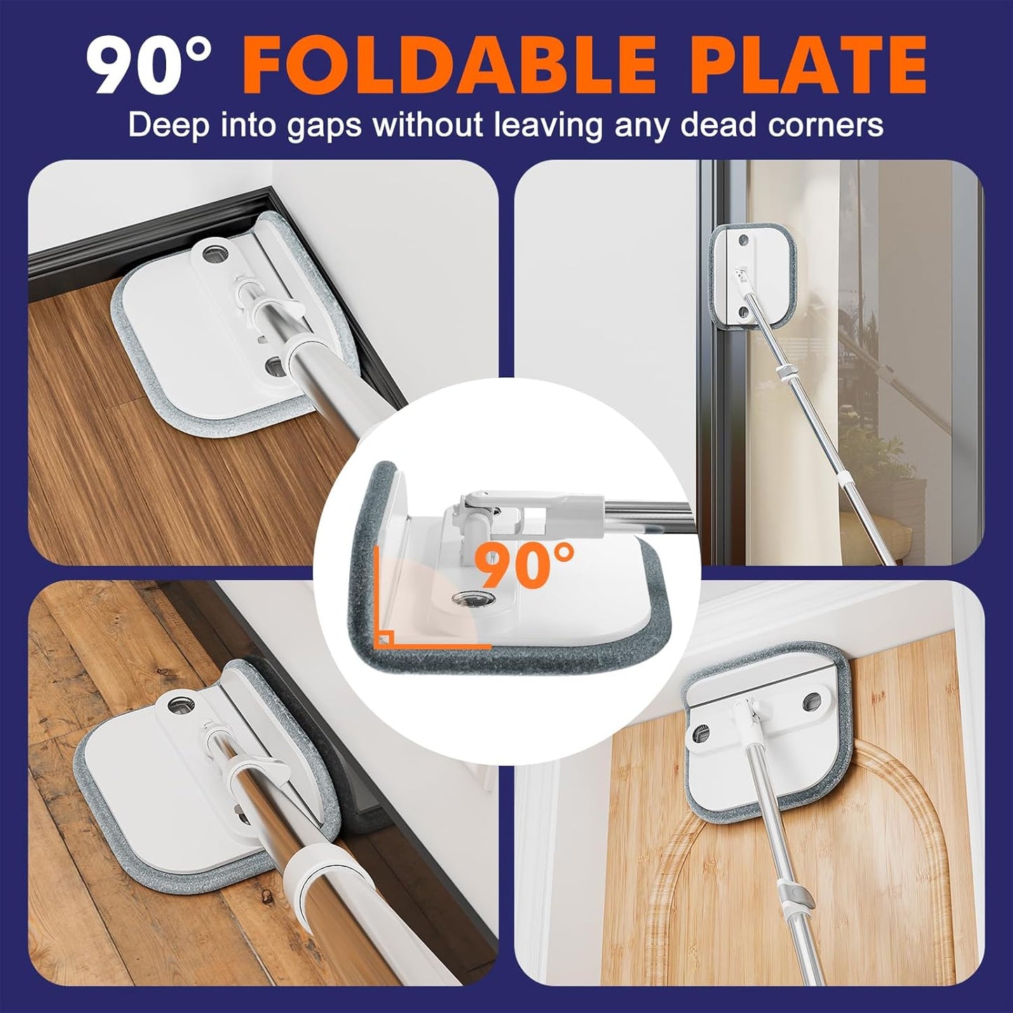 Upgraded Self-Standing Spin Mop and Bucket System, Detachable Inner Mop Bucket That Separates Dirty Water & 90° Foldable Head, Triple-Scrubbing System, for Hardwood Floors - White with 2 Pads