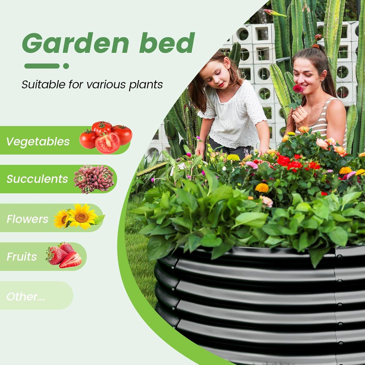 Land Guard 4×4×3ft Galvanized Raised Garden Bed Kit, Round Galvanized Planter Raised Garden Boxes Outdoor, Large Metal Raised Garden Beds for Vegetables, Grey