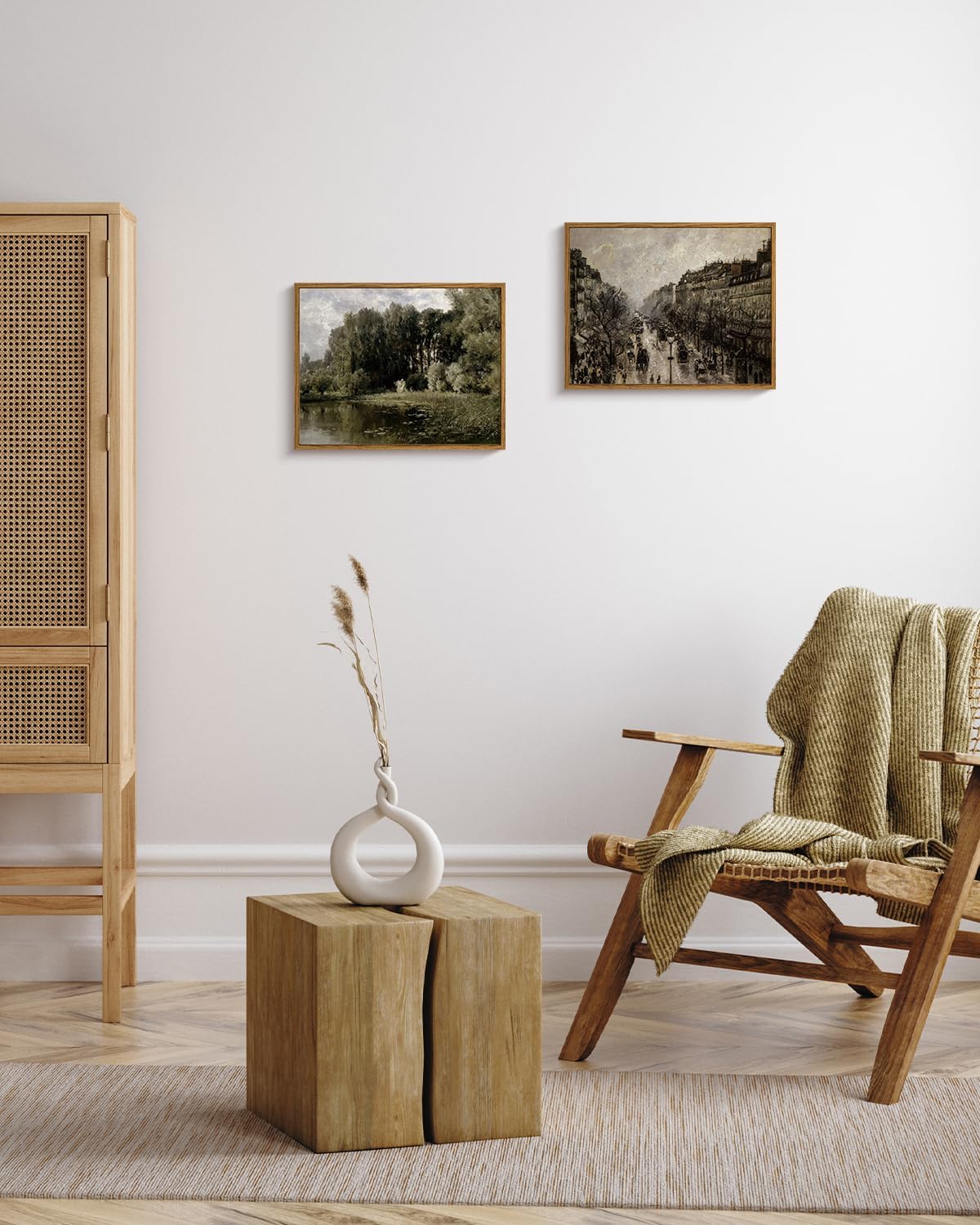 VIYYIEA Framed Canvas Wall Art Home Decor Vintage Landscape Botanical Prints Rustic Farmhouse Wall Decor Mid Century Modern Art Prints Nature Room Decor Wall Pictures for Living Room Bedroom 11x14in