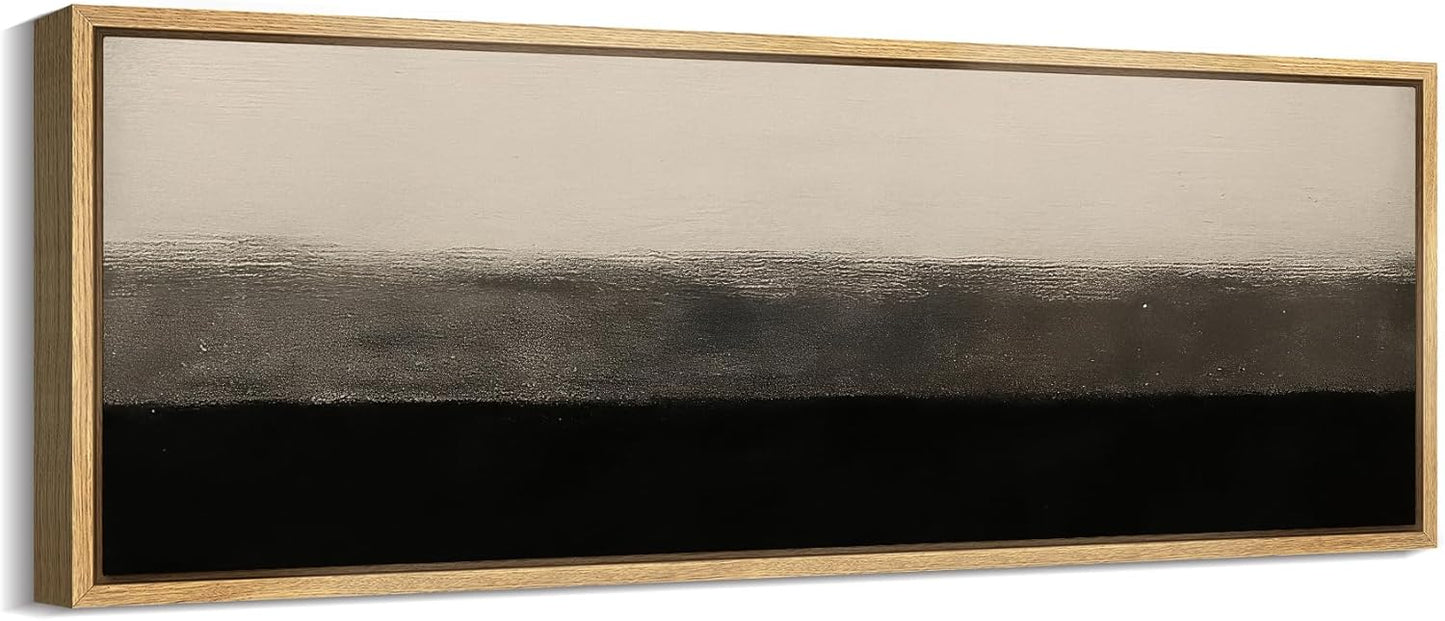 MUDECOR Large Framed Canvas Print Wall Art Minimalist Black and Beige Abstract Neutral Tones Modern Illustrations Decorative Colorful for Bedroom - 60"x20"