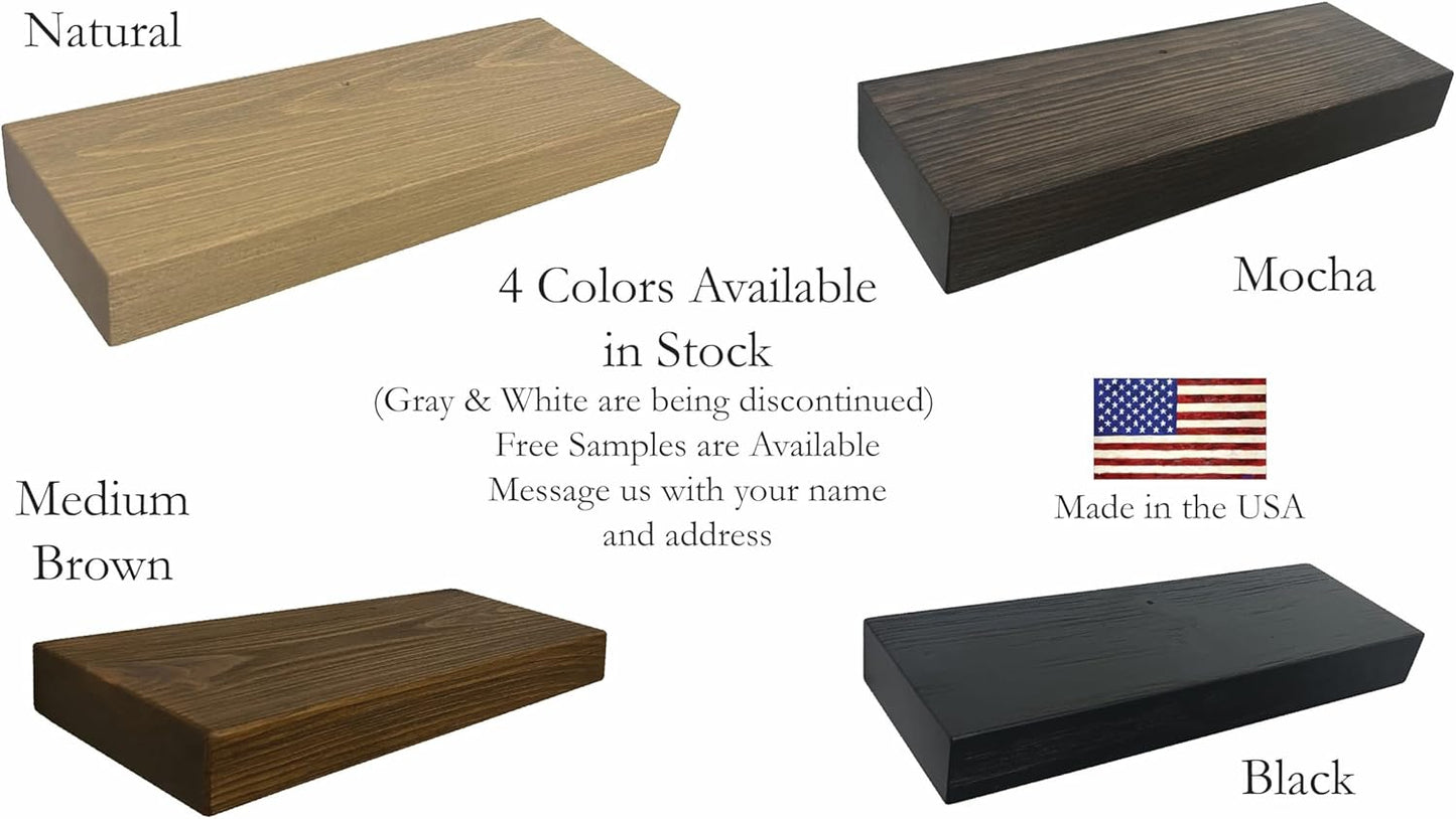 joelsantiques 36 Inch Wooden Floating Shelves for Wall - 36x6x2 in - Made of Natural Wood - Long Heavy Duty Rustic Wall Shelves for Bedroom - Perfect for Living Room, Kitchen - Grey - Gray