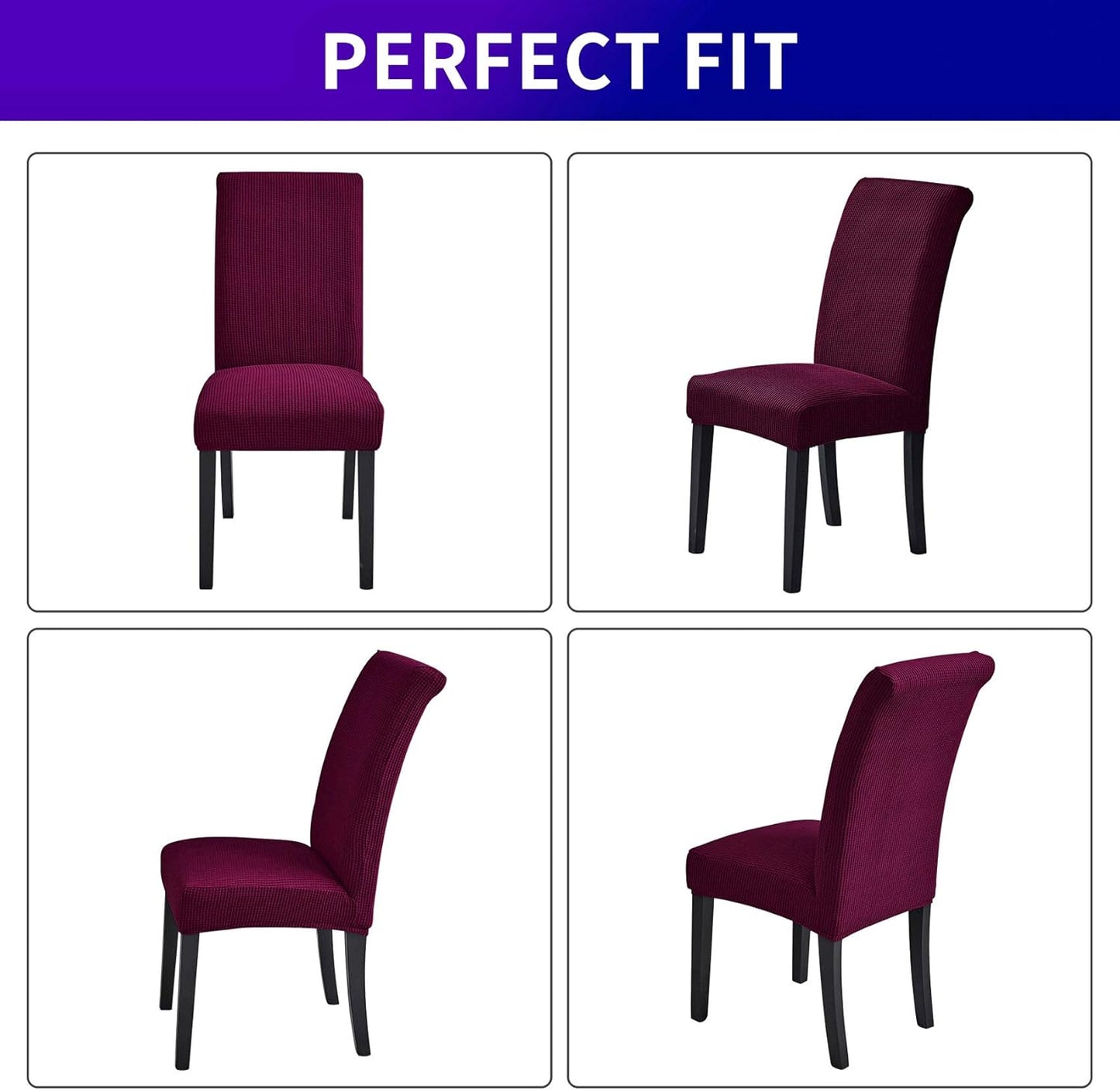 Howhic Stretch Chair Covers for Dining Room Set of 2, Removable Washable Dining Room Chair Covers, Dining Chair Slipcovers Seat Protector, Great for Home Upholstery and Banquet (Burgundy, 2 Pack)