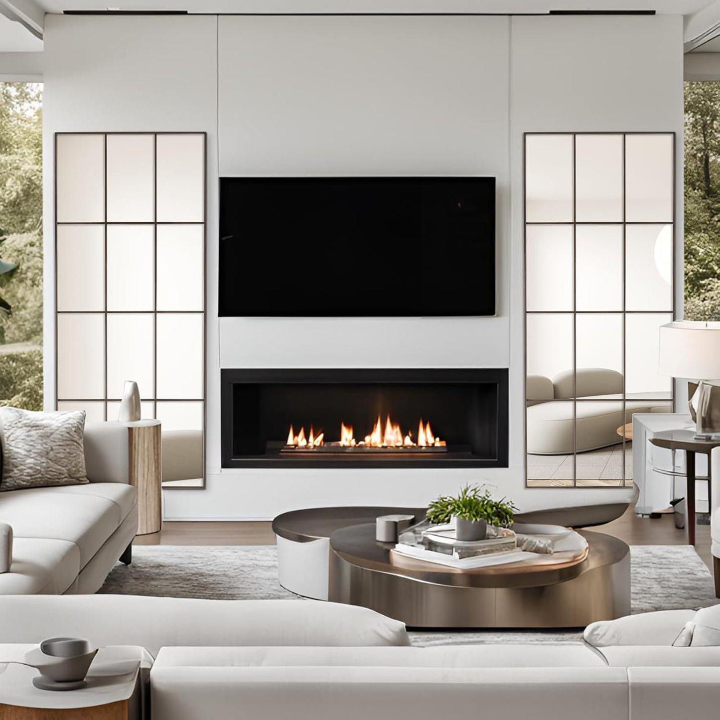 Windowpane Mirror Full Length 65"x24" Wall Mounted Bronze Art Pane Mirror Farmhouse Decorative Floor Mirror Leaning Hanging Wall Mirror for Bedroom Living Room Entrance