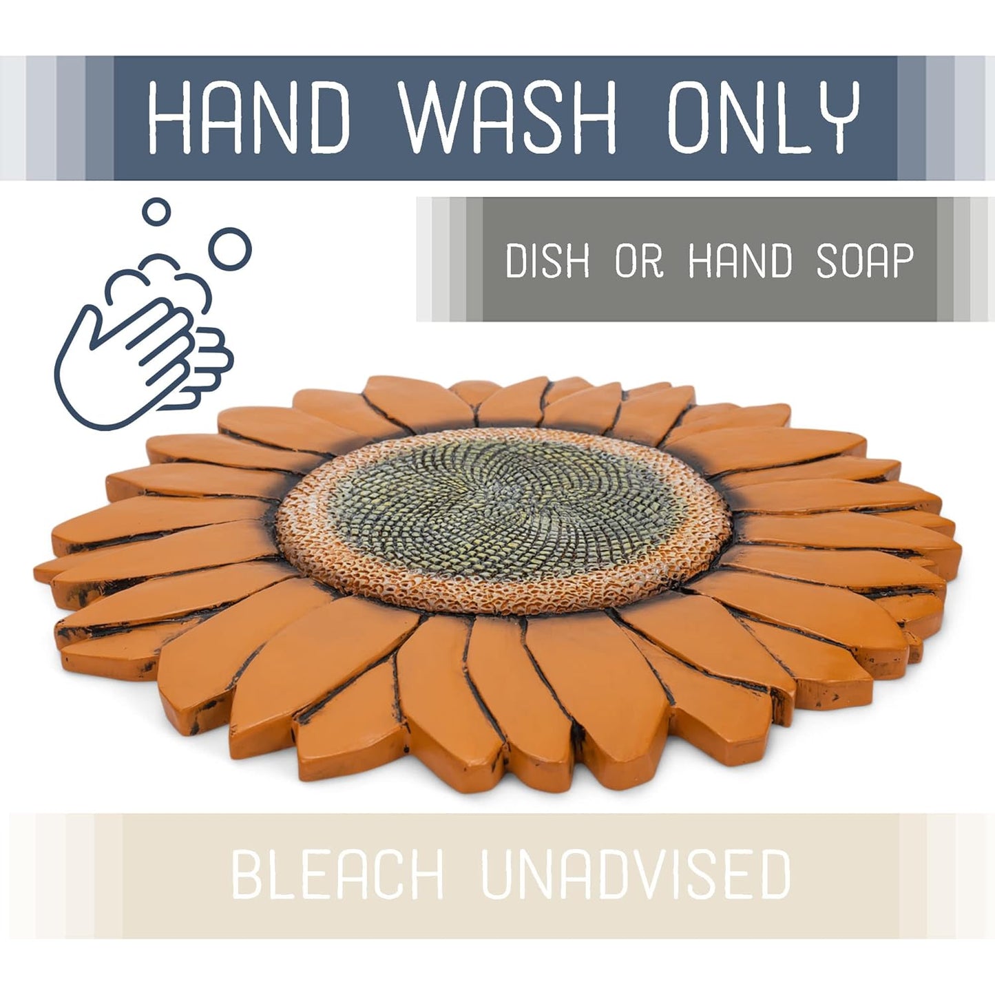 NAT & Jules Sunflower Shaped Dimensional Indoor Outdoor 12 inch Cast Resin Decorative Garden Stepping Stone, Patio, Walkway Sculpture Yard Art, Orange