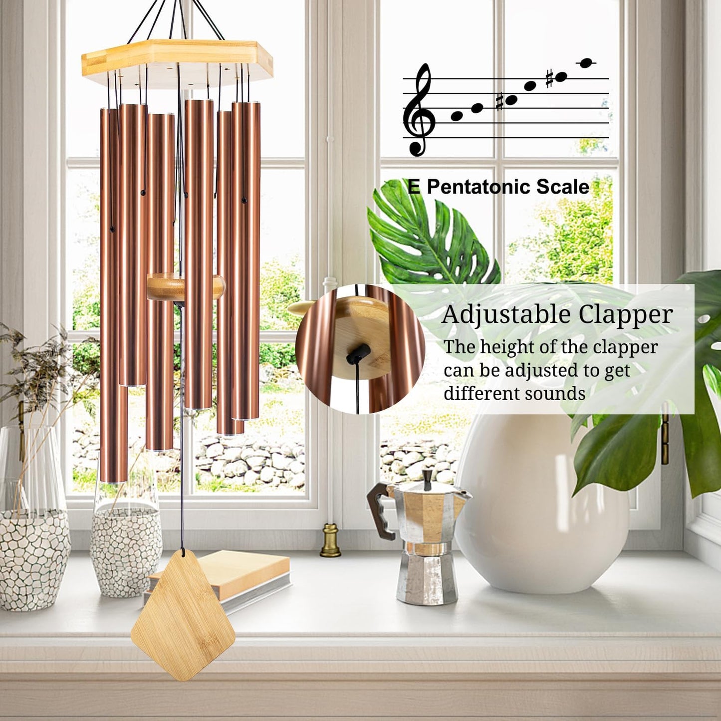 Wind Chimes Outdoor, Deep Tone Memorial Wind Chimes with Hook, Gifts for Mother's Day/Housewarming/Christmas, Patio, Garden, Yard, Home Decor, Copper