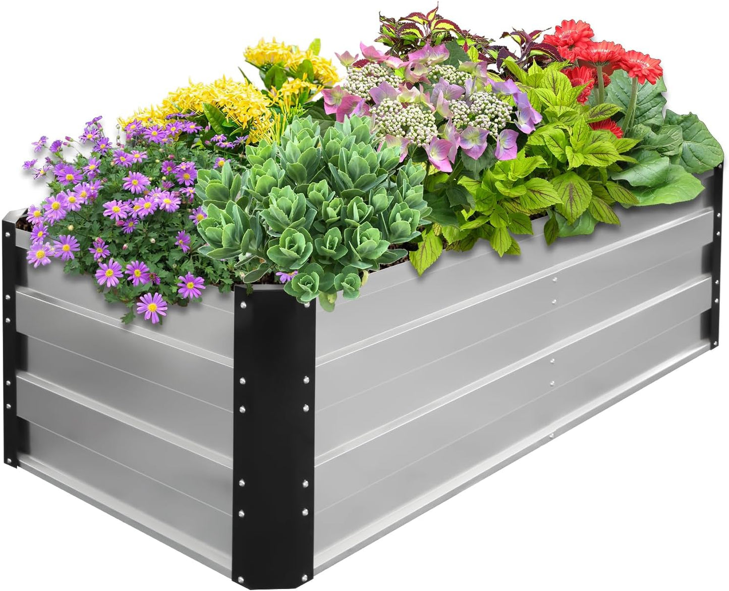 Galvanized Raised Garden Bed 6x3x2 Ft Outdoor Garden Planter Boxes Bottomless for Vegetables, Flowers, Herbs and Succulents Large Metal Raised Garden Bed (Sliver, 72''W×24''H×36''D)