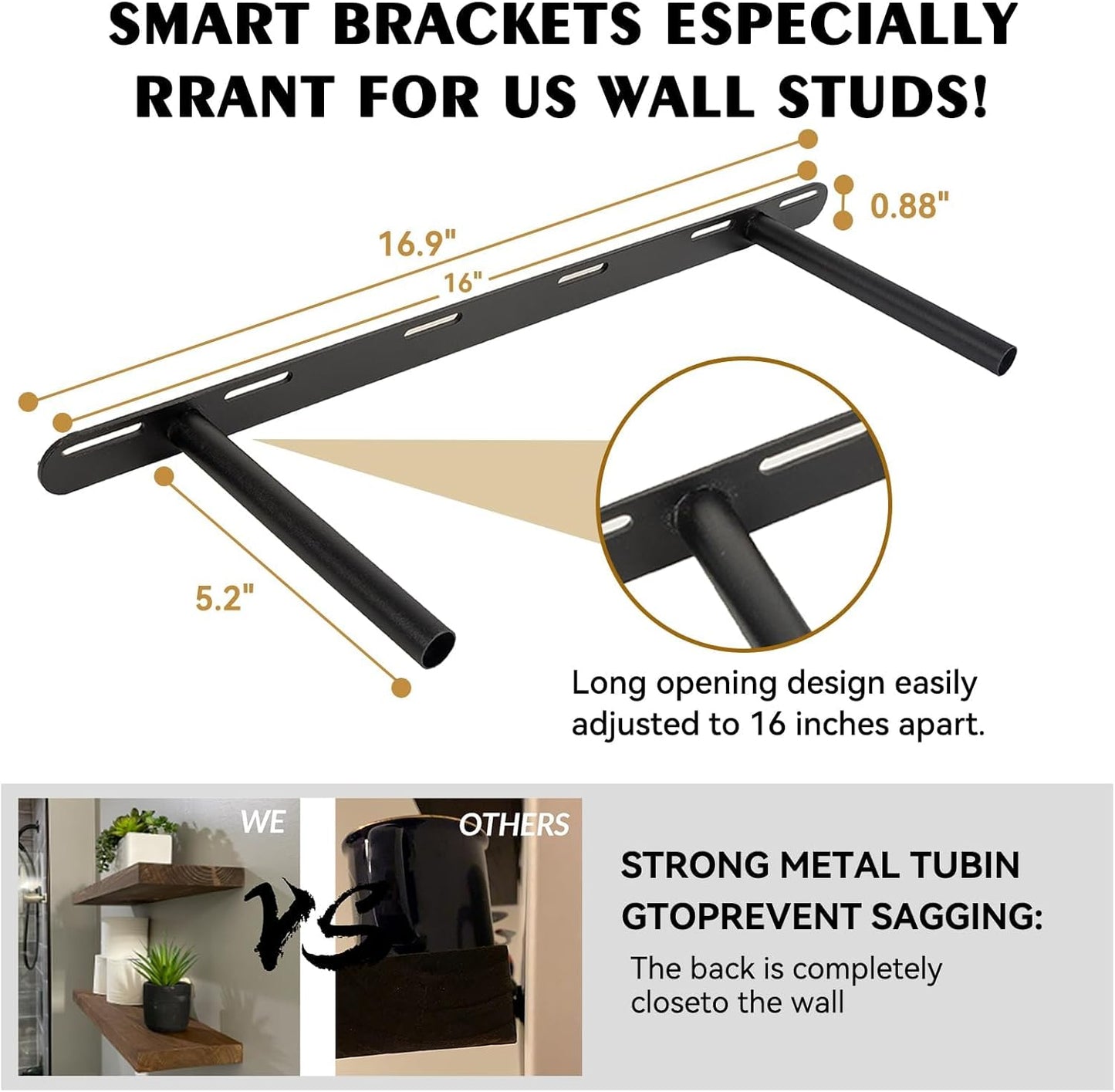 BGMG Wood Floating Shelves for Wall 30 inch Set of 2, Rustic Wooden Wall Mount Shelves for Living Room Bedroom Kitchen Farmhouse -30x6.7x1.25 inch- Gold Oak