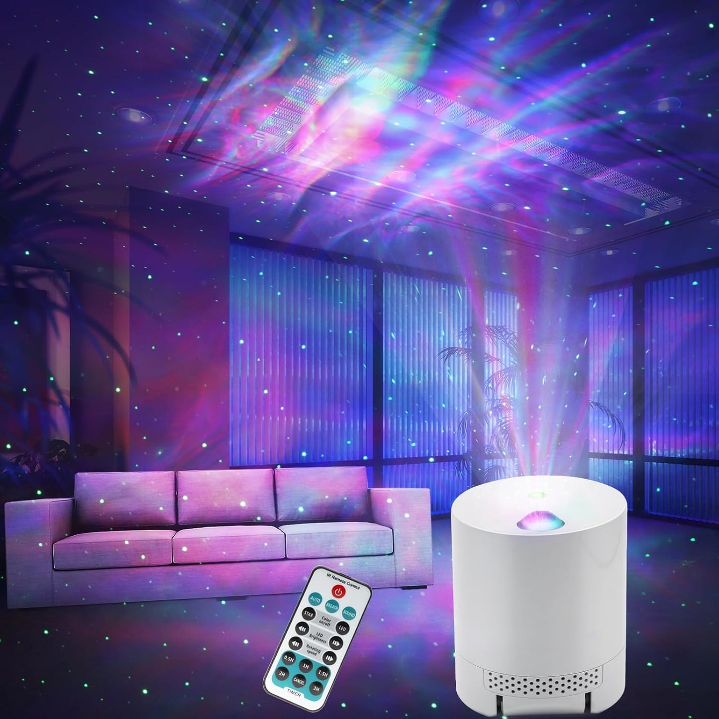 Galaxy Projector Star Projector, Northern Lights Projector with Remote Control, Adjustable Color, Brightness and Movement Speed, Night Light Projector for Adults, Bedroom, Living Room